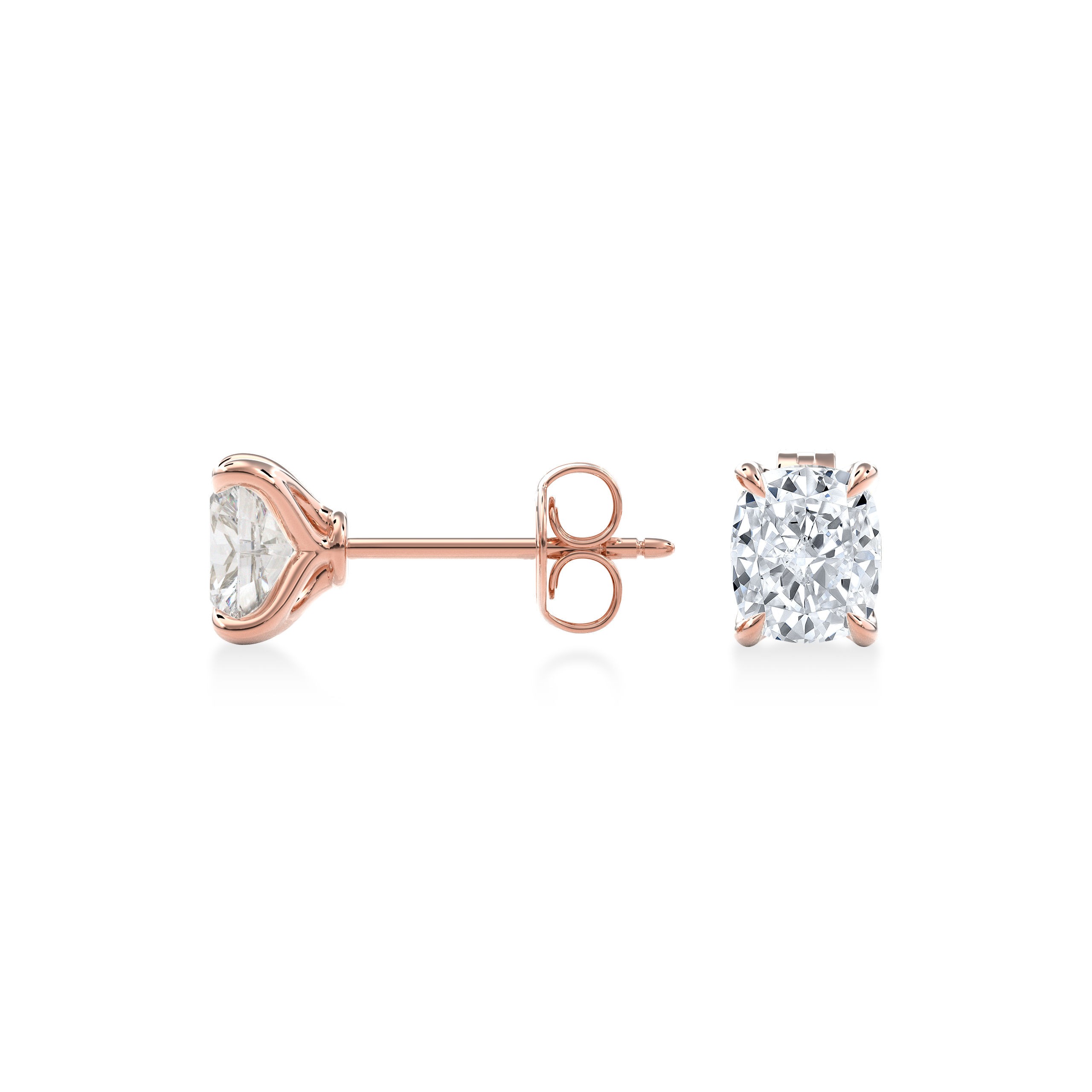 Dia Solitaire Single Stud Earring Cushion•Rose Gold