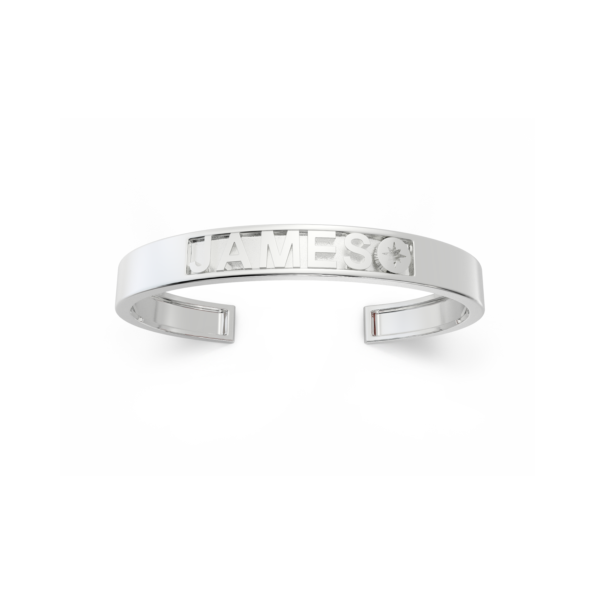 Rhodium Plated Silver CharmMark ModuType Cuff SS25B001R