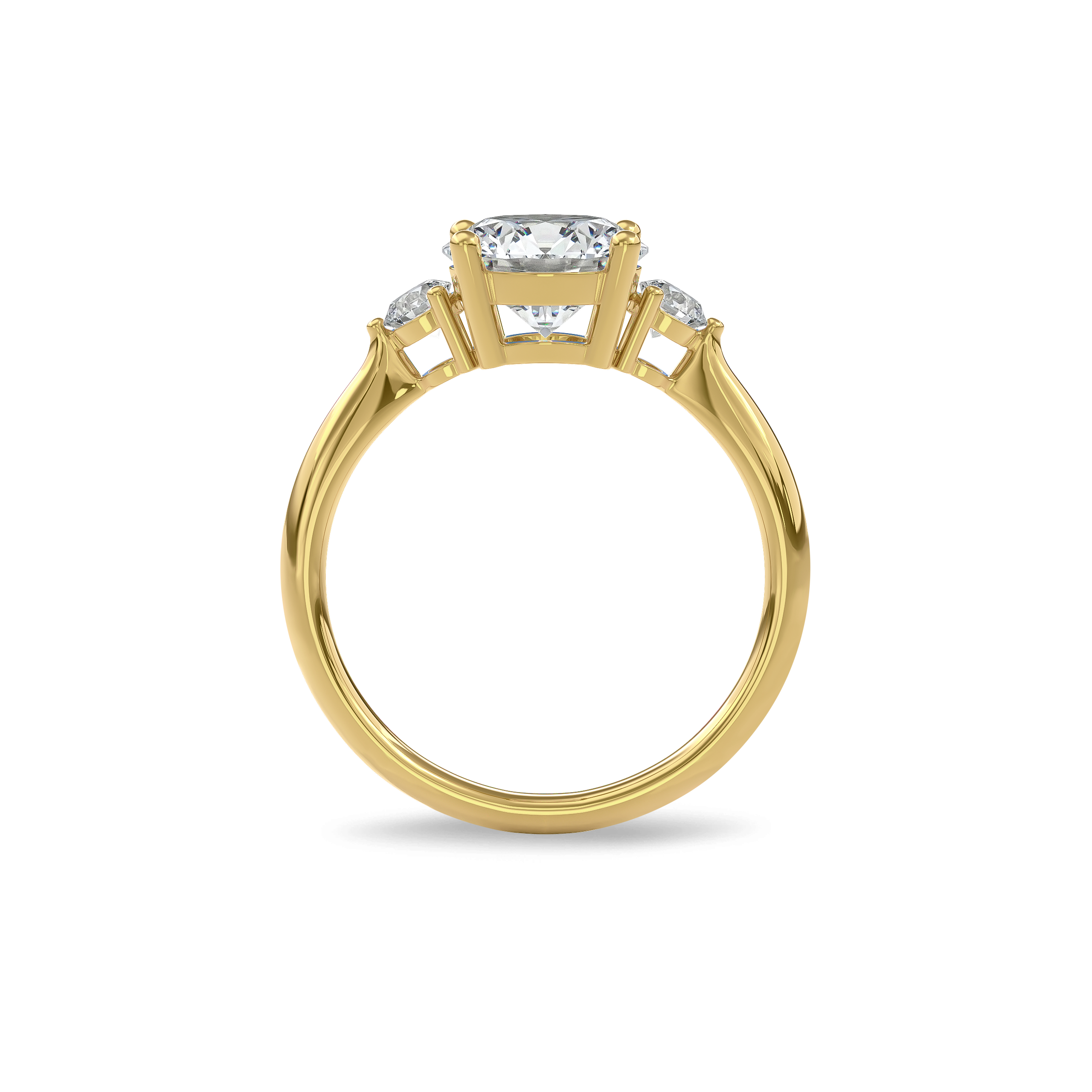 Daphnis Three Stones Engagement Ring Round•Yellow Gold