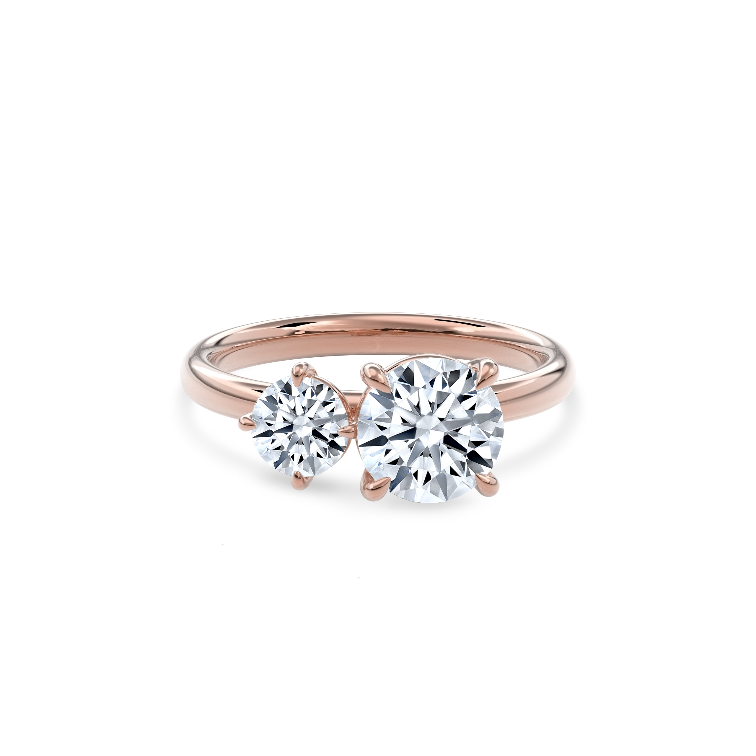 Callisto Two Stones Engagement Ring Round•Rose Gold