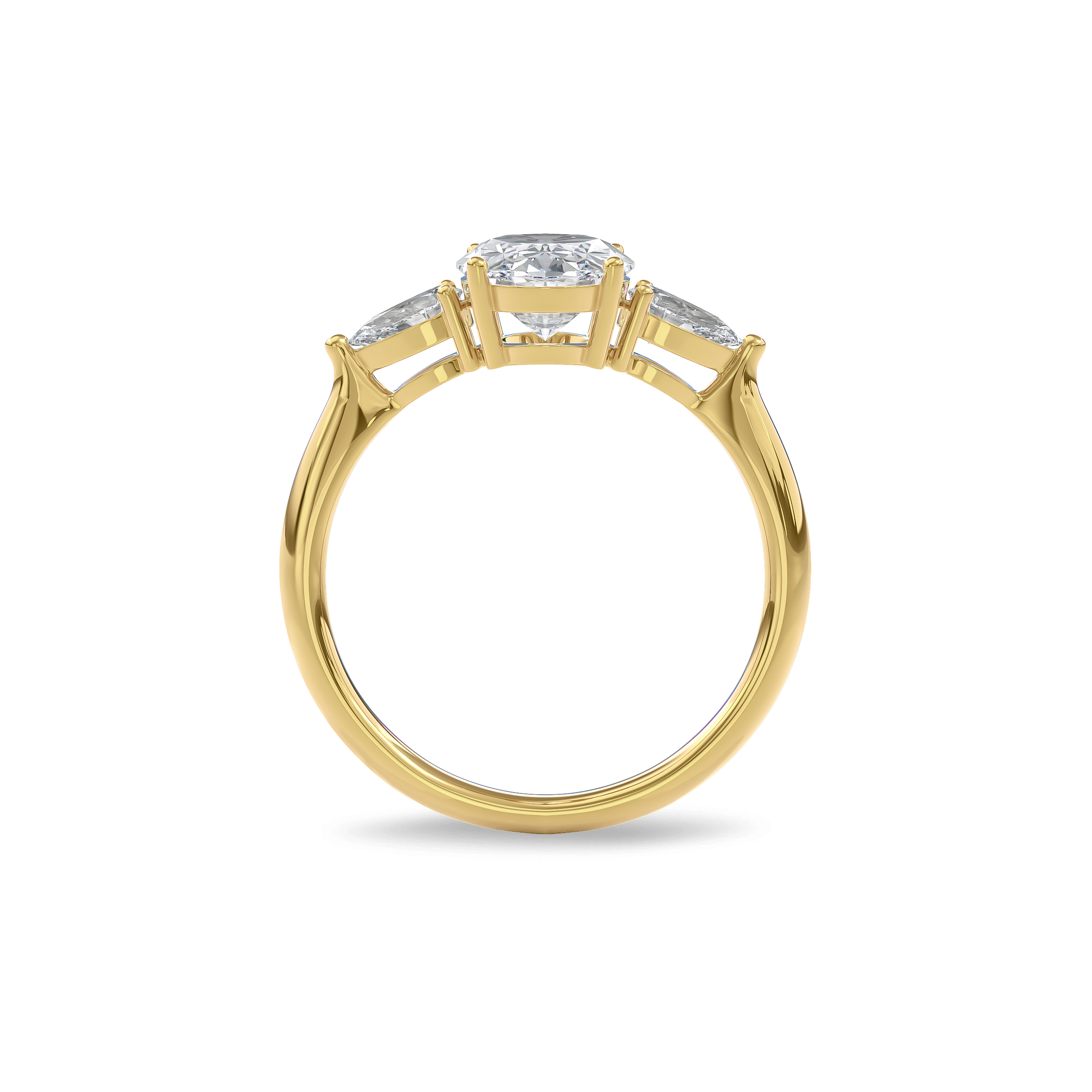 Daphnis Three Stones Engagement Ring Oval•Yellow Gold