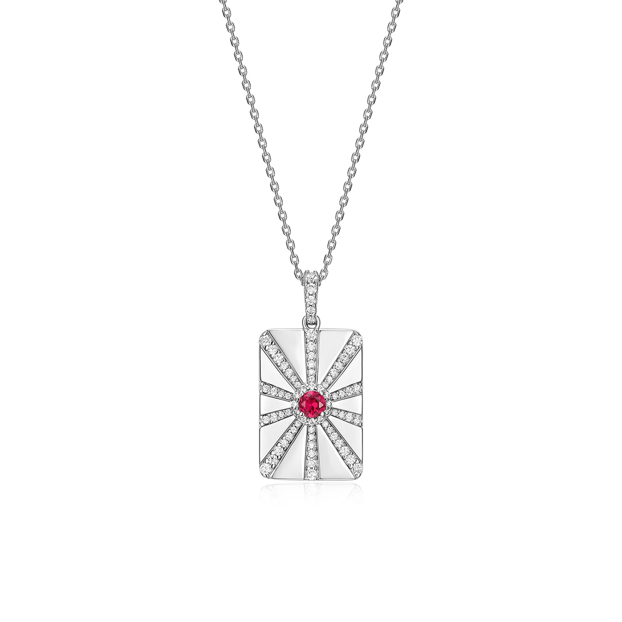 Rhodium Plated Modern Ray Locket SN013