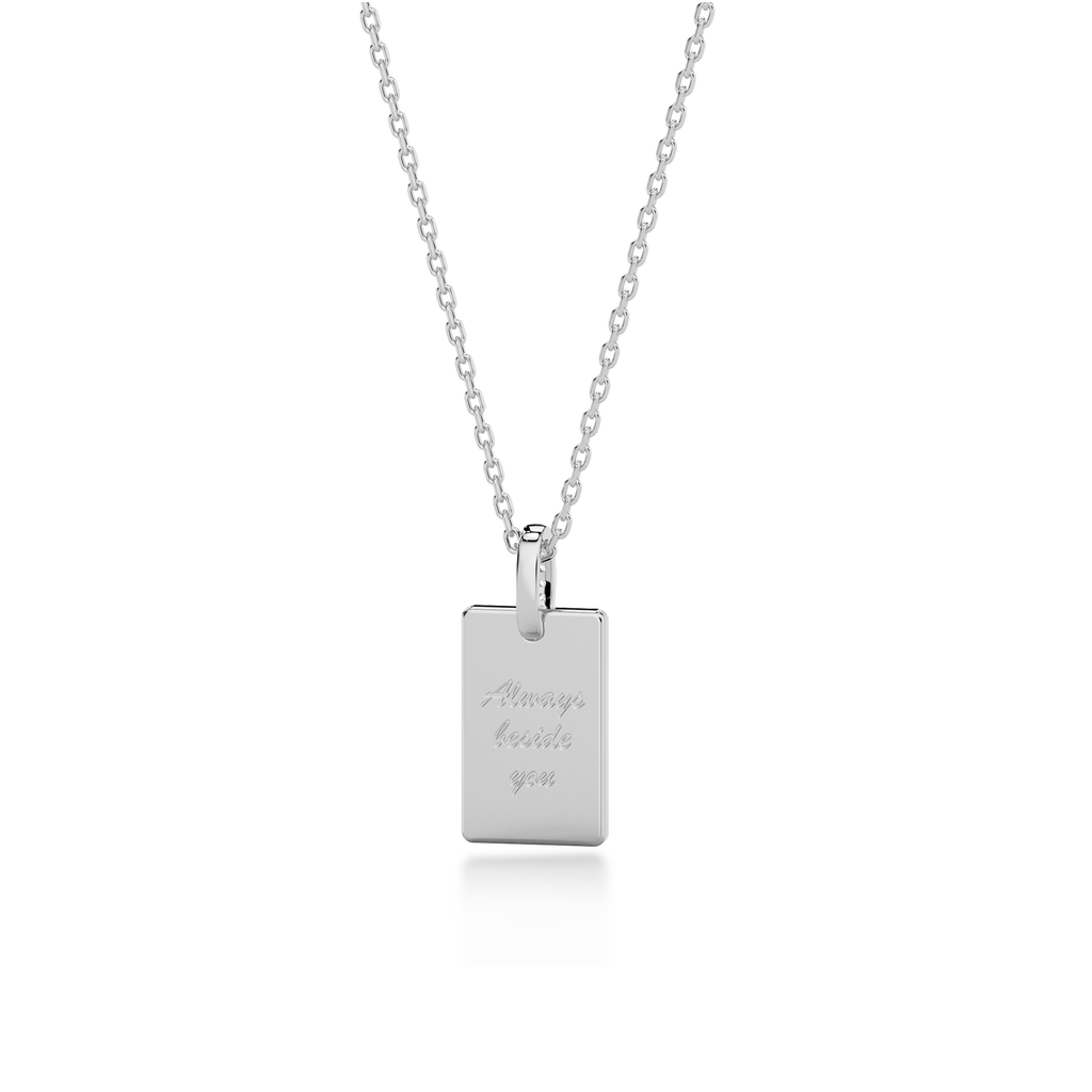 Rhodium Plated Silver Rectangle Engravable Necklace SS25N001S