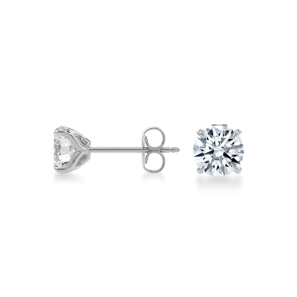 Dia Round LGD Classic Stud Earring in 14K White Gold (Single Earring)