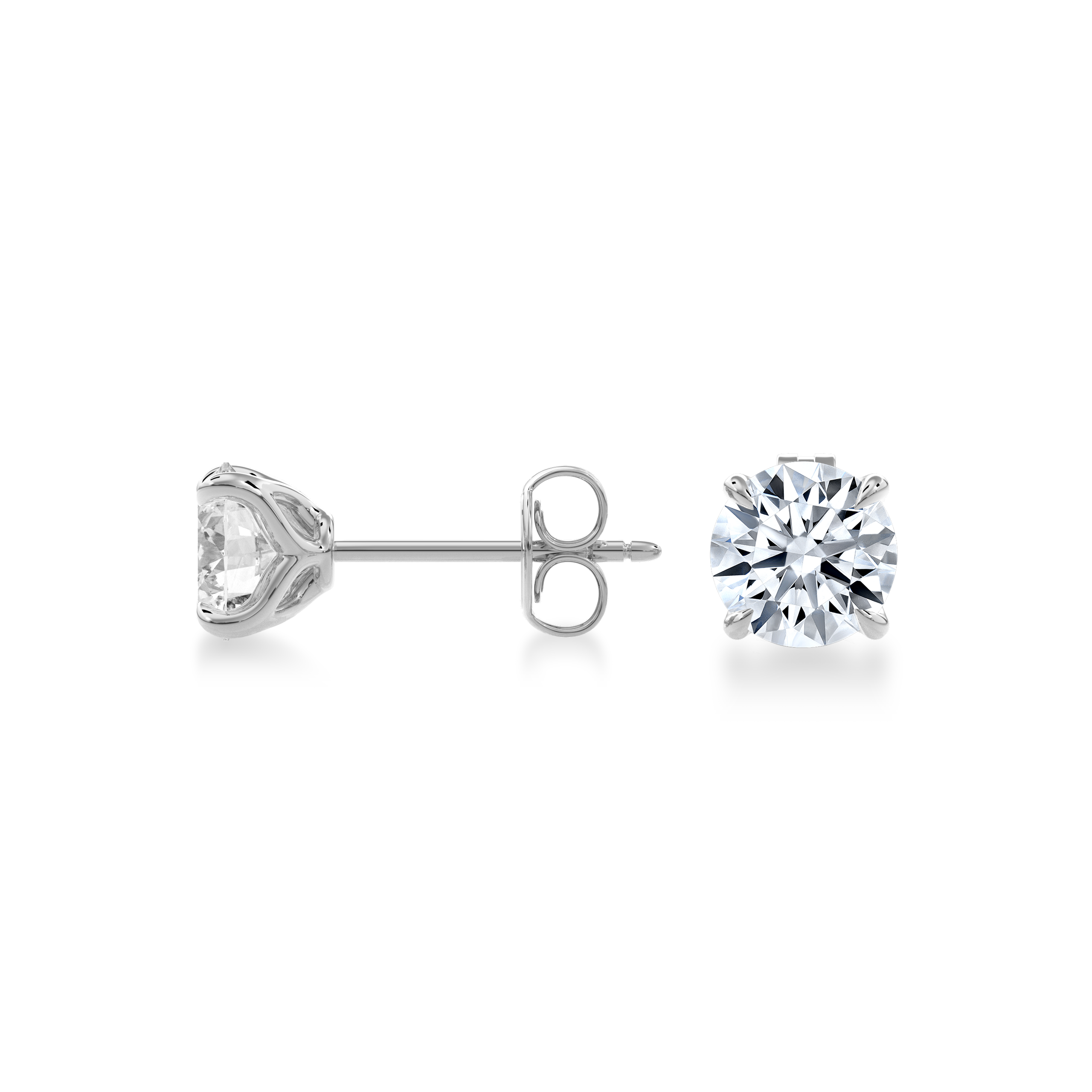 Dia Round LGD Classic Stud Earring in 14K White Gold (Single Earring)