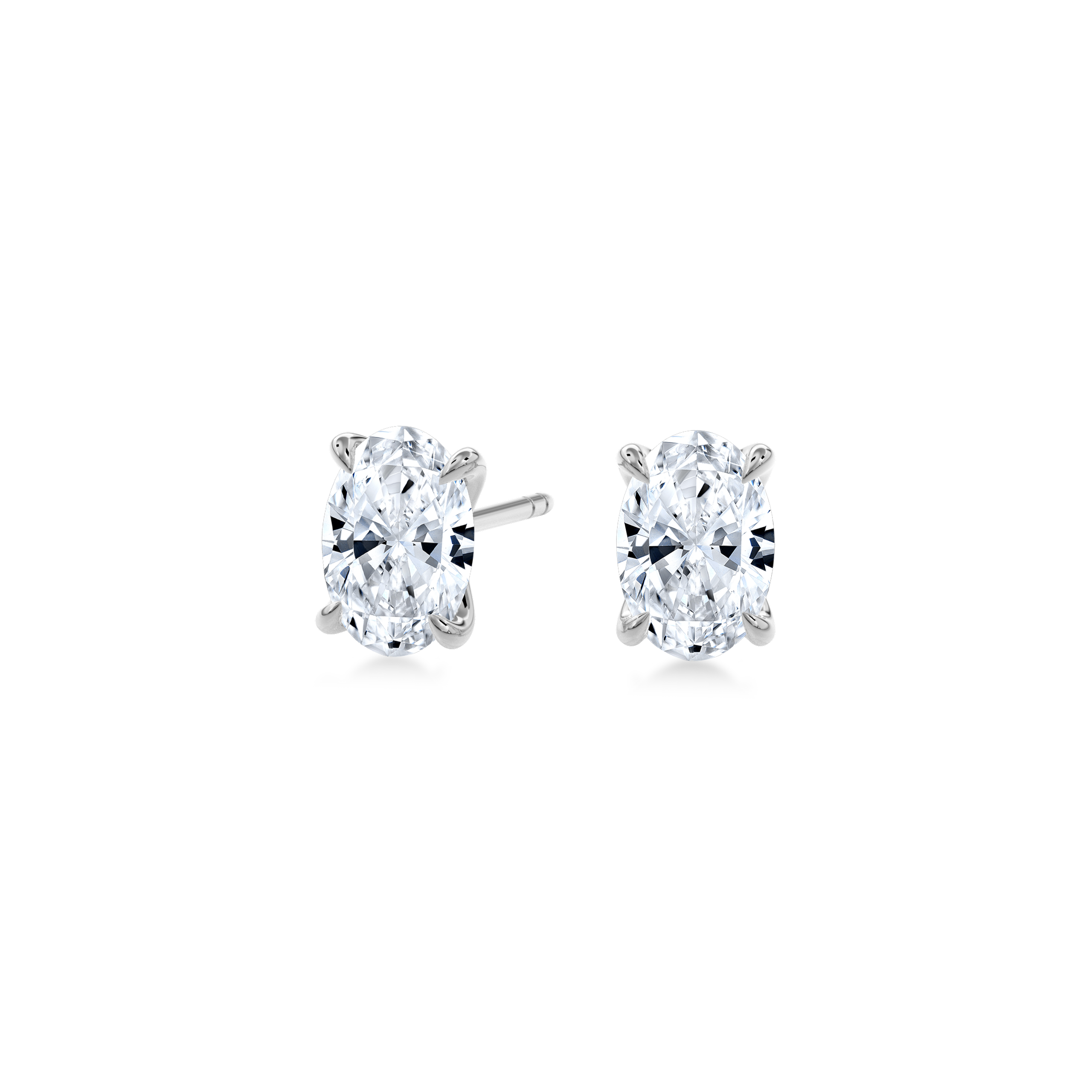 Dia Solitaire Single Stud Earring Oval•White Gold