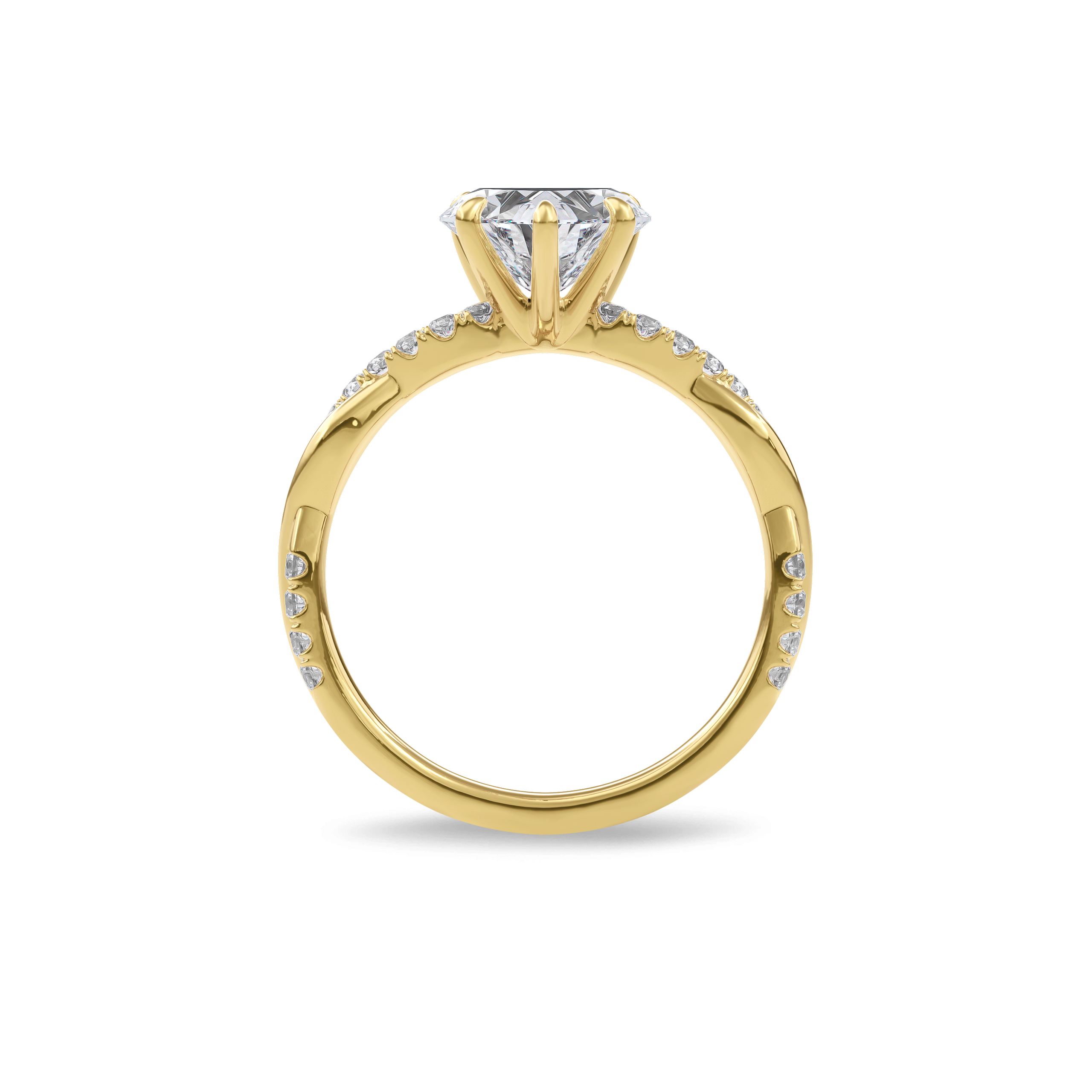 Rhea Twisted Pave Engagement Ring Heart•Yellow Gold