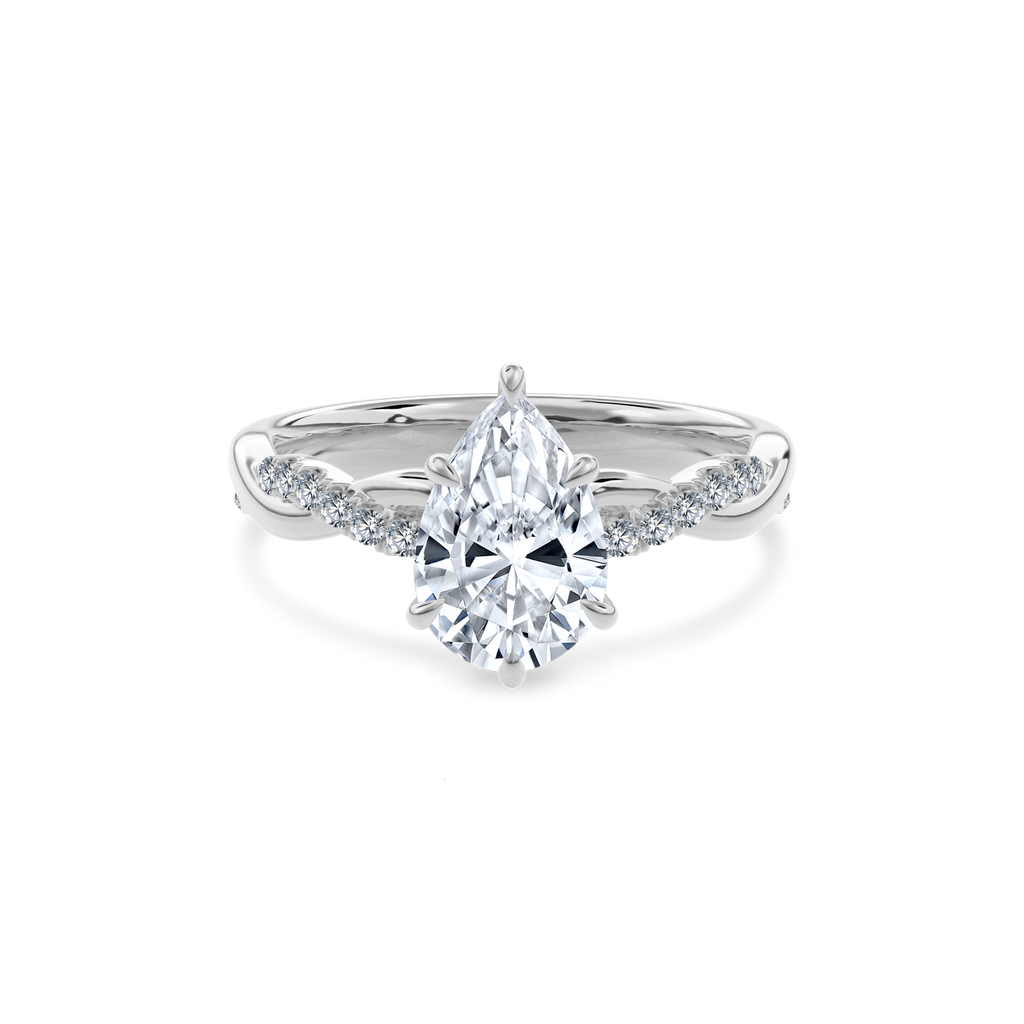 Rhea Twisted Pave Engagement Ring Pear•White Gold