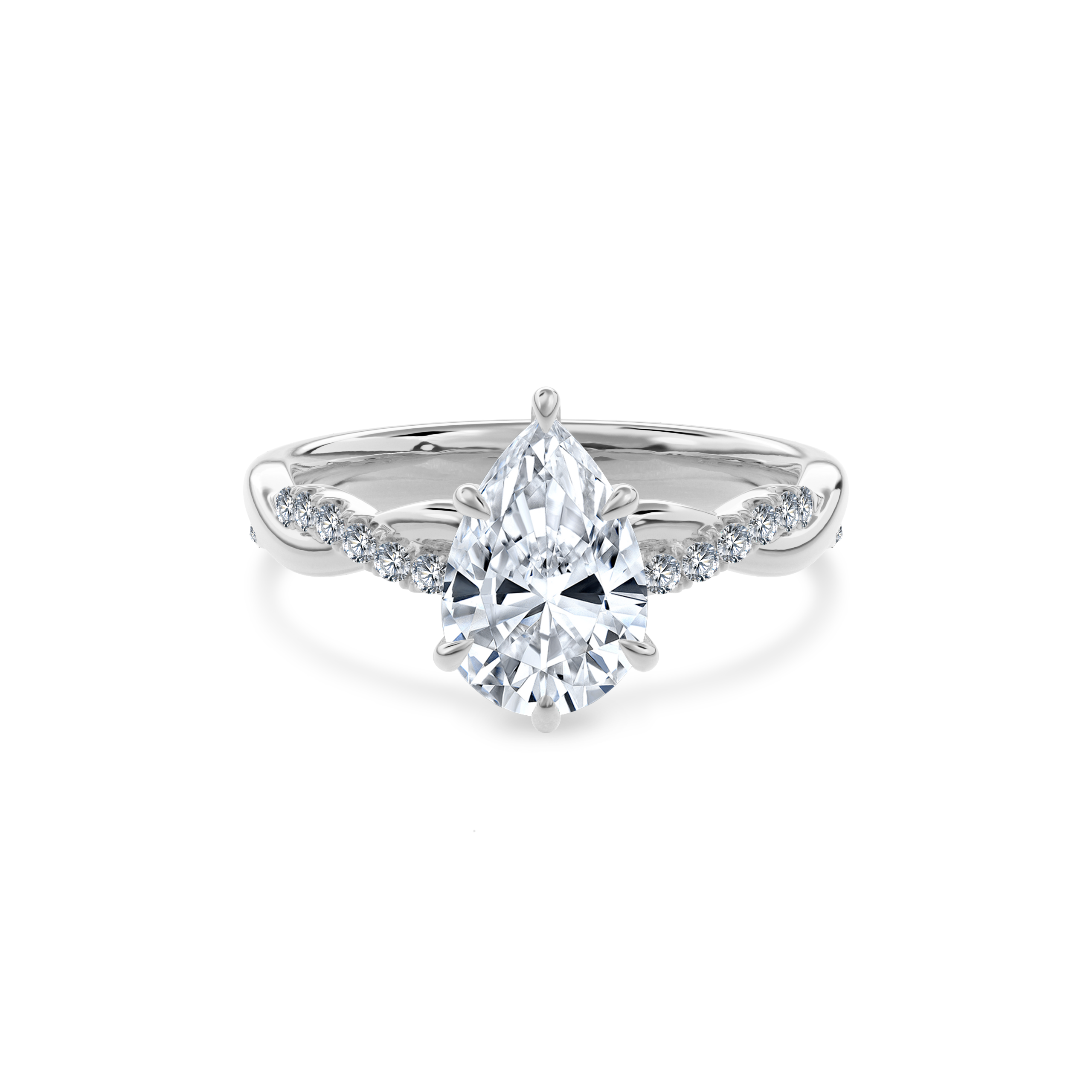 Rhea Twisted Pave Engagement Ring Pear•White Gold