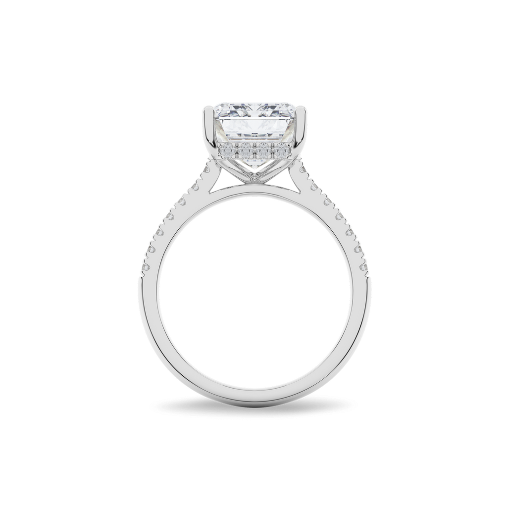 Hidden Halo II Emerald  Lab Grown Diamond Ring in 14K White Gold