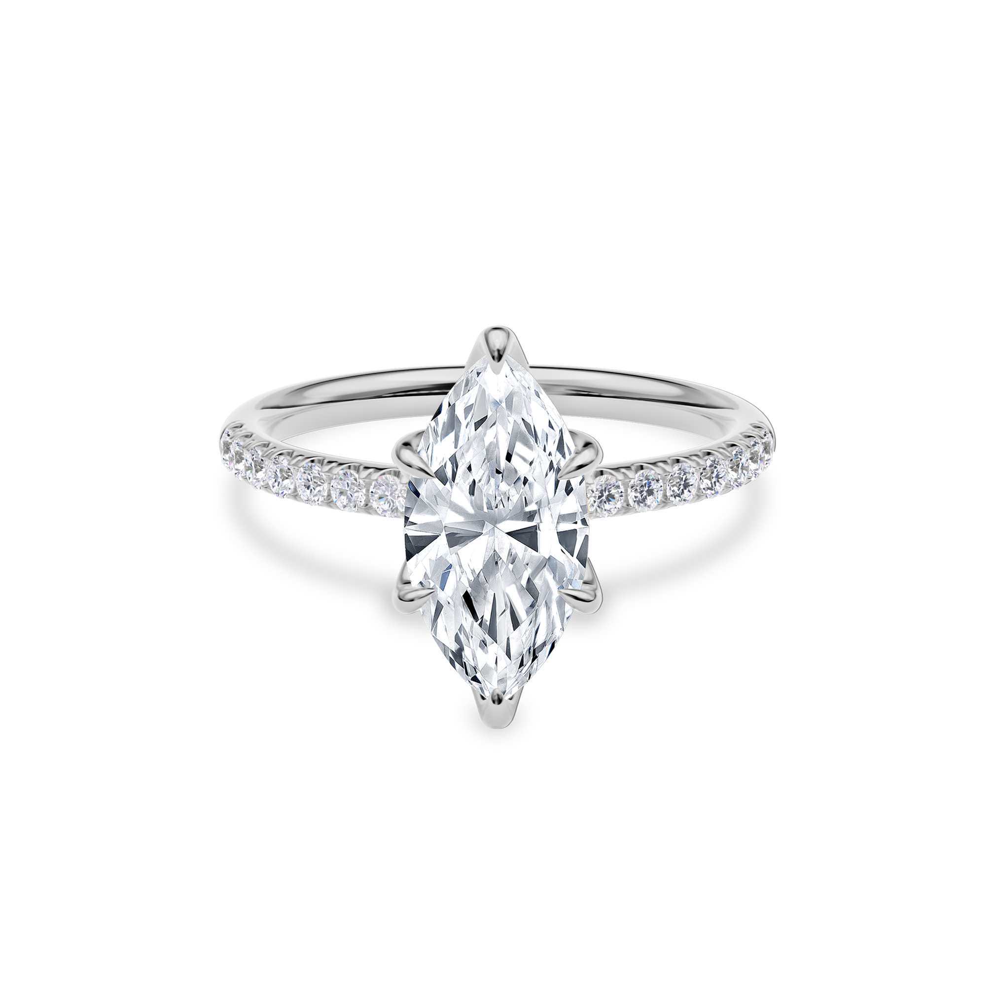 Dia Solitaire Pave Engagement Ring Marquise•White Gold