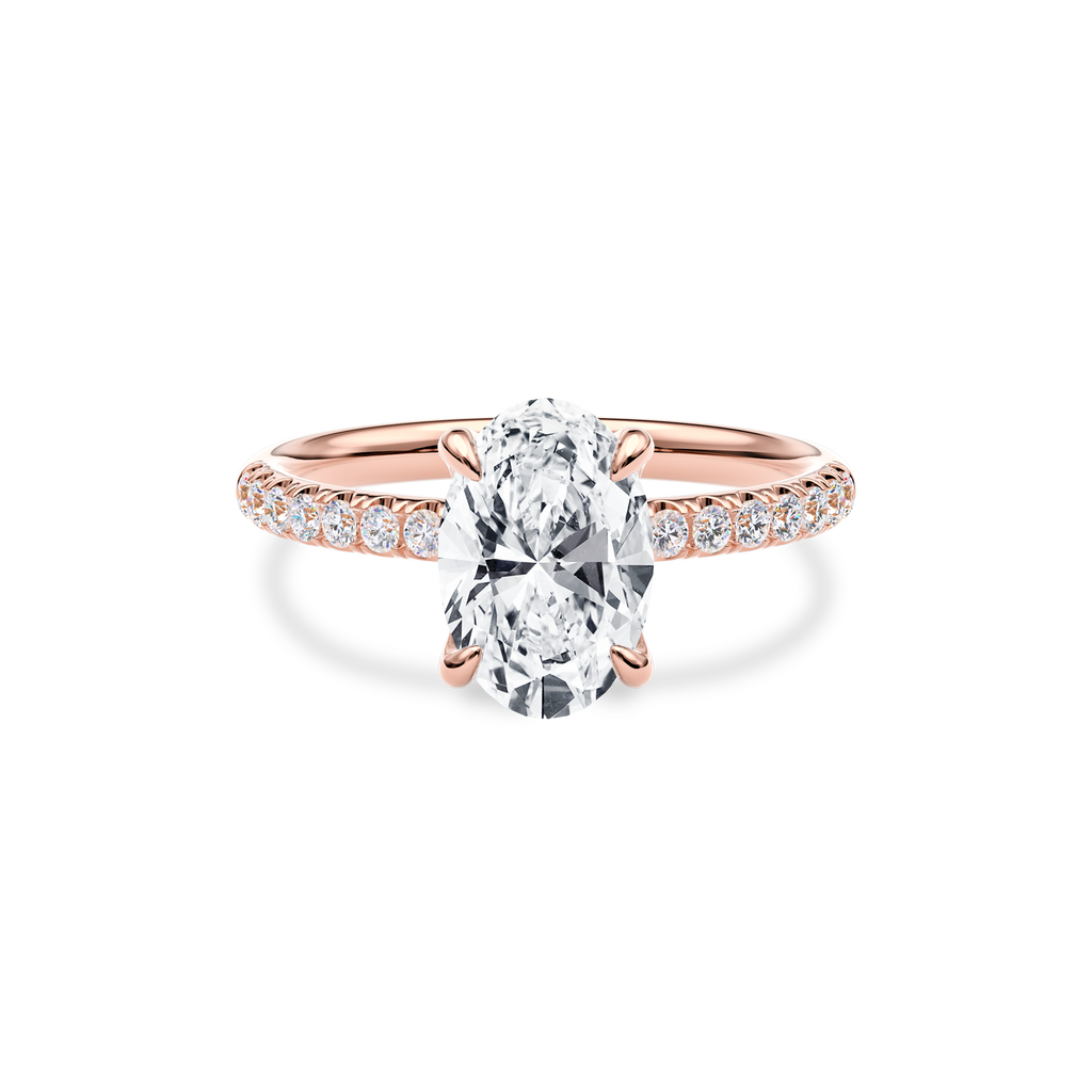 Dia Solitaire Pave Engagement Ring Oval•Rose Gold