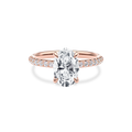 Dia Solitaire Pave Engagement Ring Oval•Rose Gold