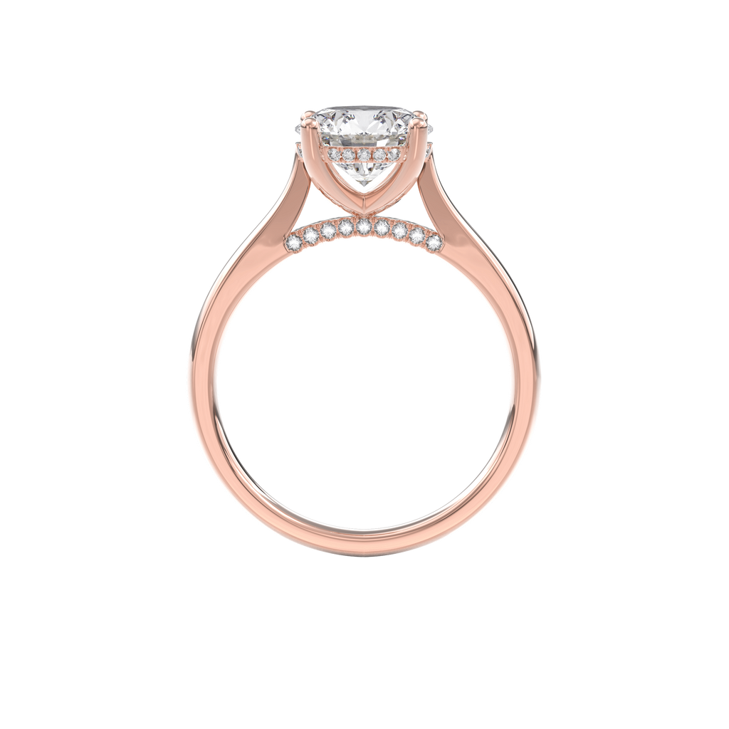 Elara Hidden Halo Salitaire Engagement Ring Round•Rose Gold