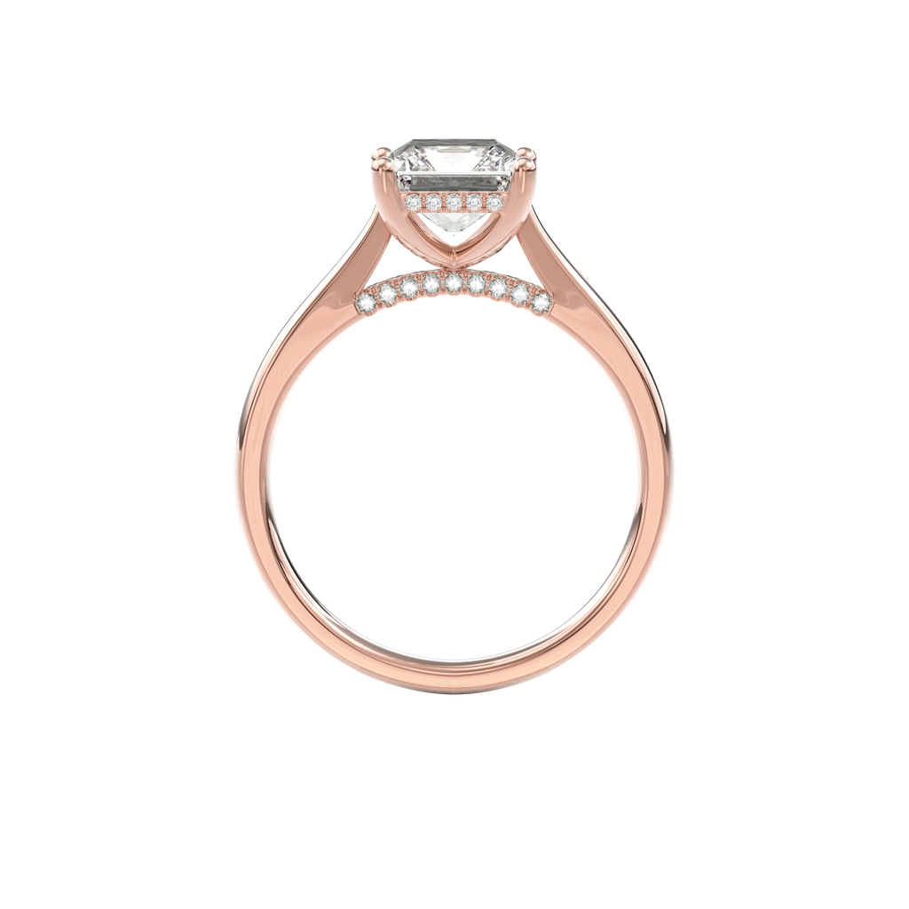 Elara Hidden Halo Salitaire Engagement Ring Radiant•Rose Gold