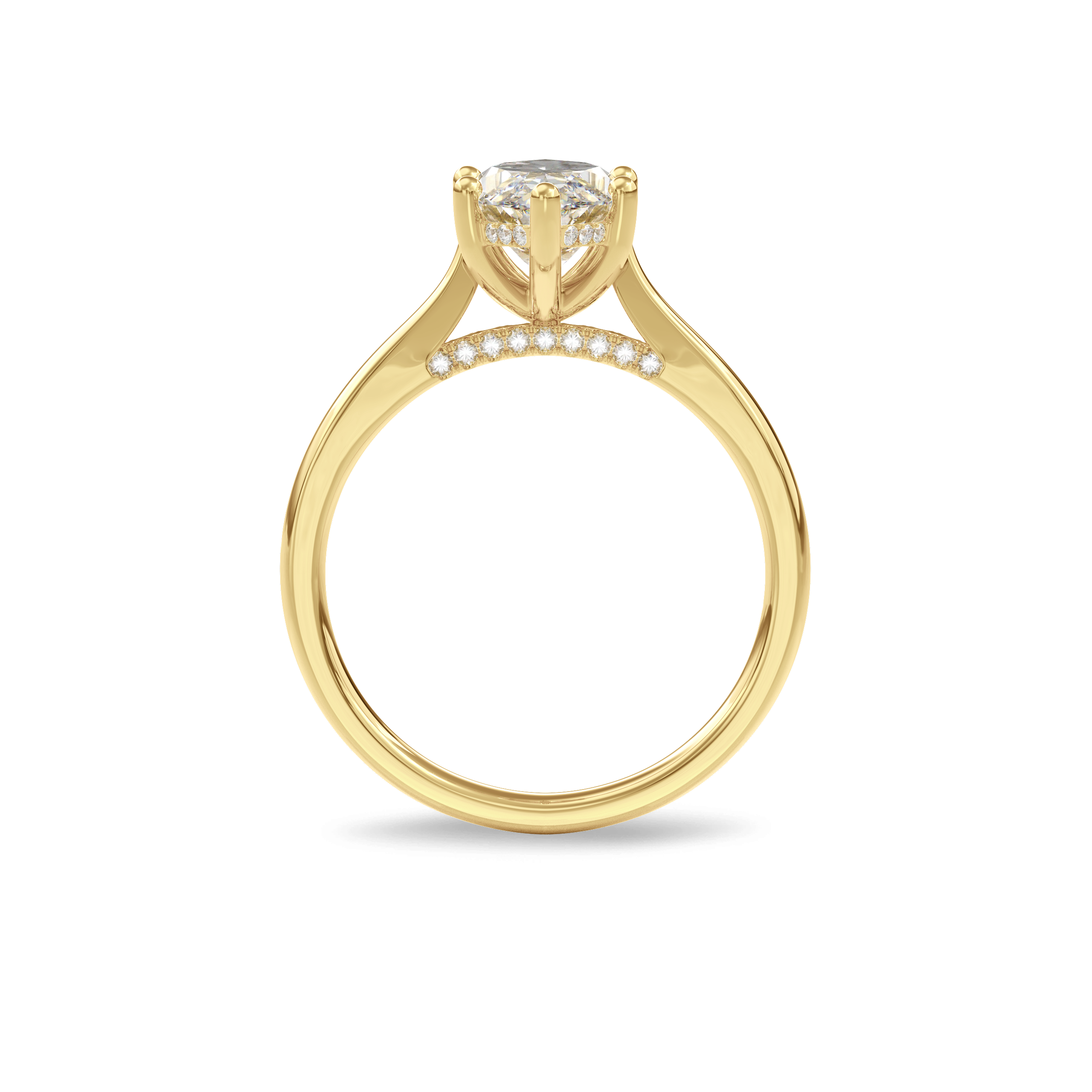 Elara Hidden Halo Salitaire Engagement Ring Marquise•Yellow Gold