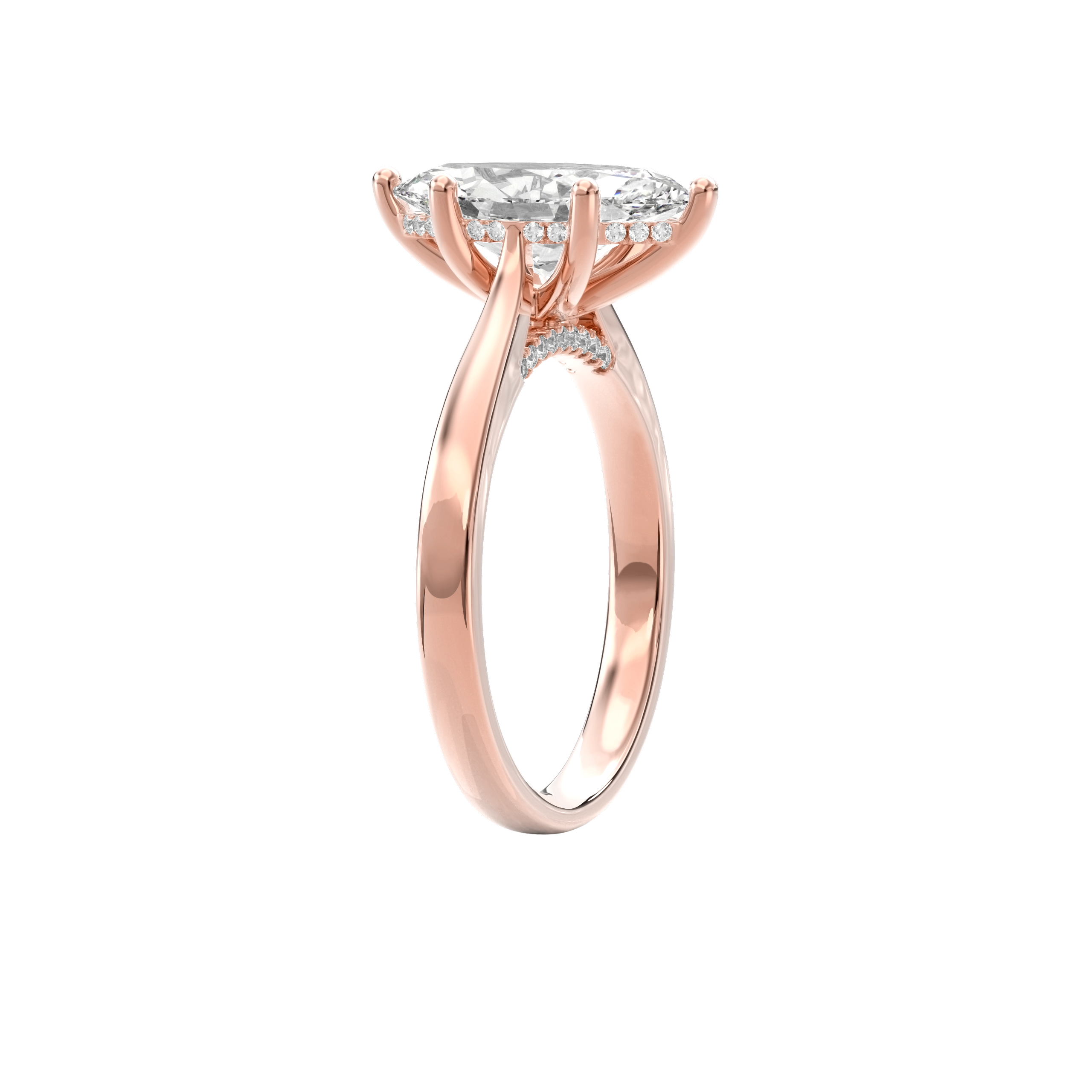 Elara Hidden Halo Salitaire Engagement Ring Marquise•Rose Gold