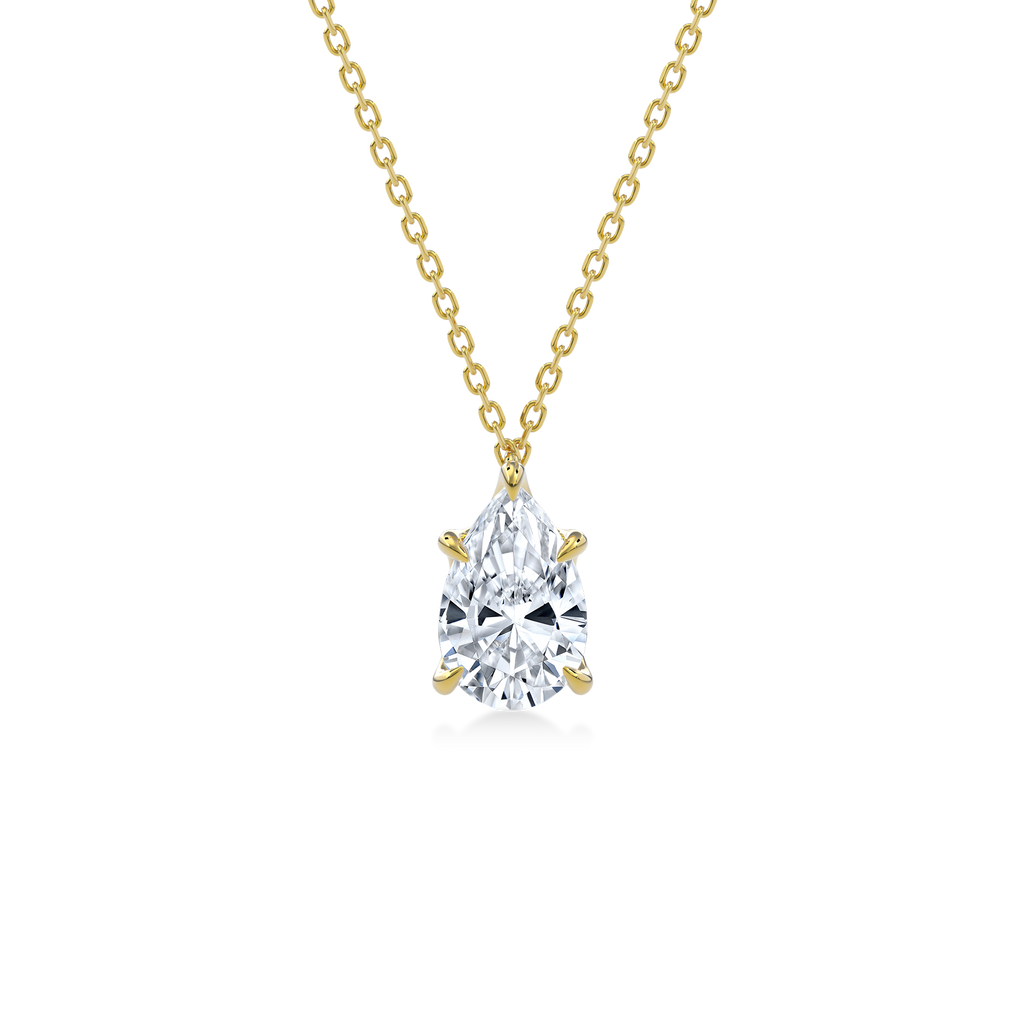 Dia Solitaire Necklace Pear•Yellow Gold