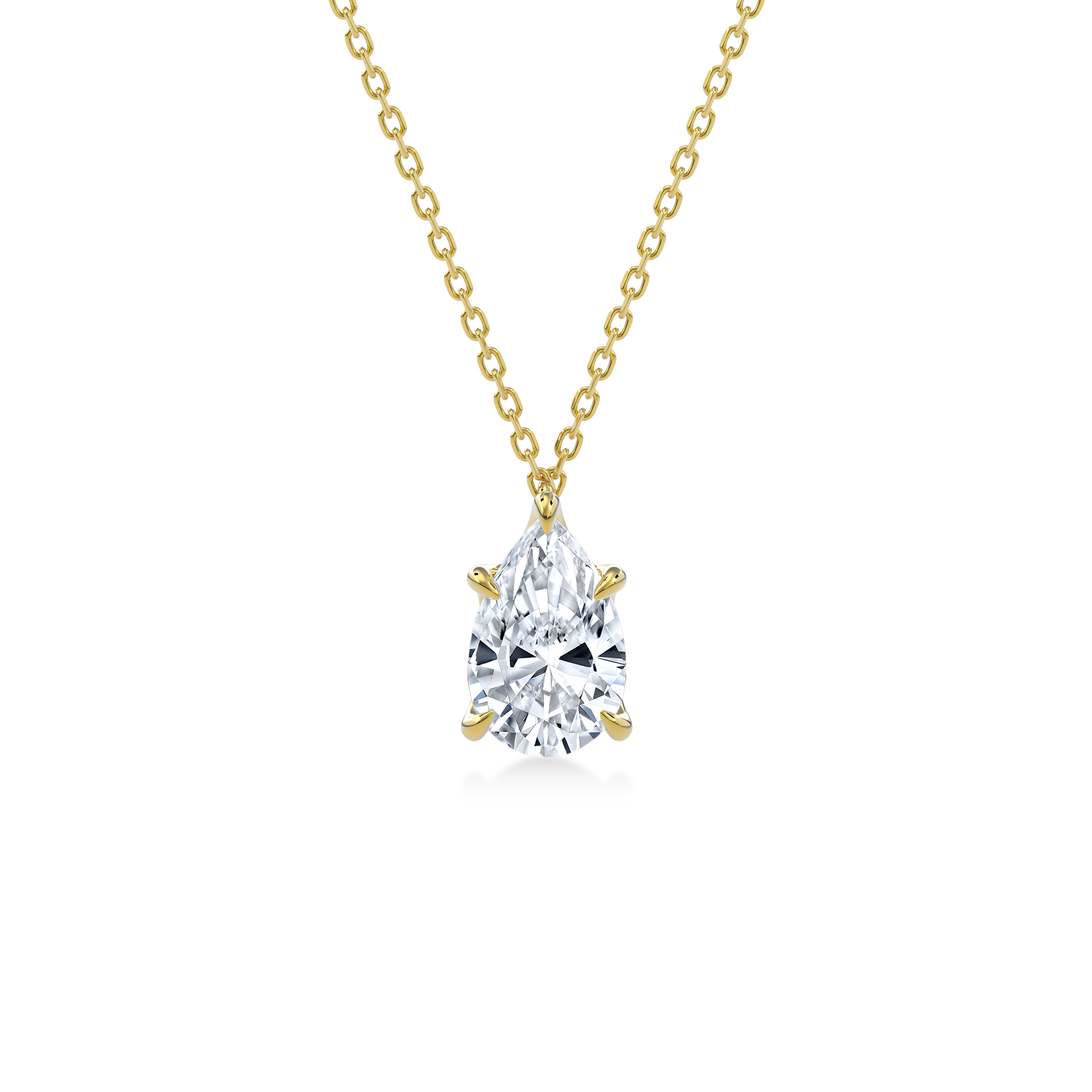 Dia Solitaire Necklace Pear•Yellow Gold
