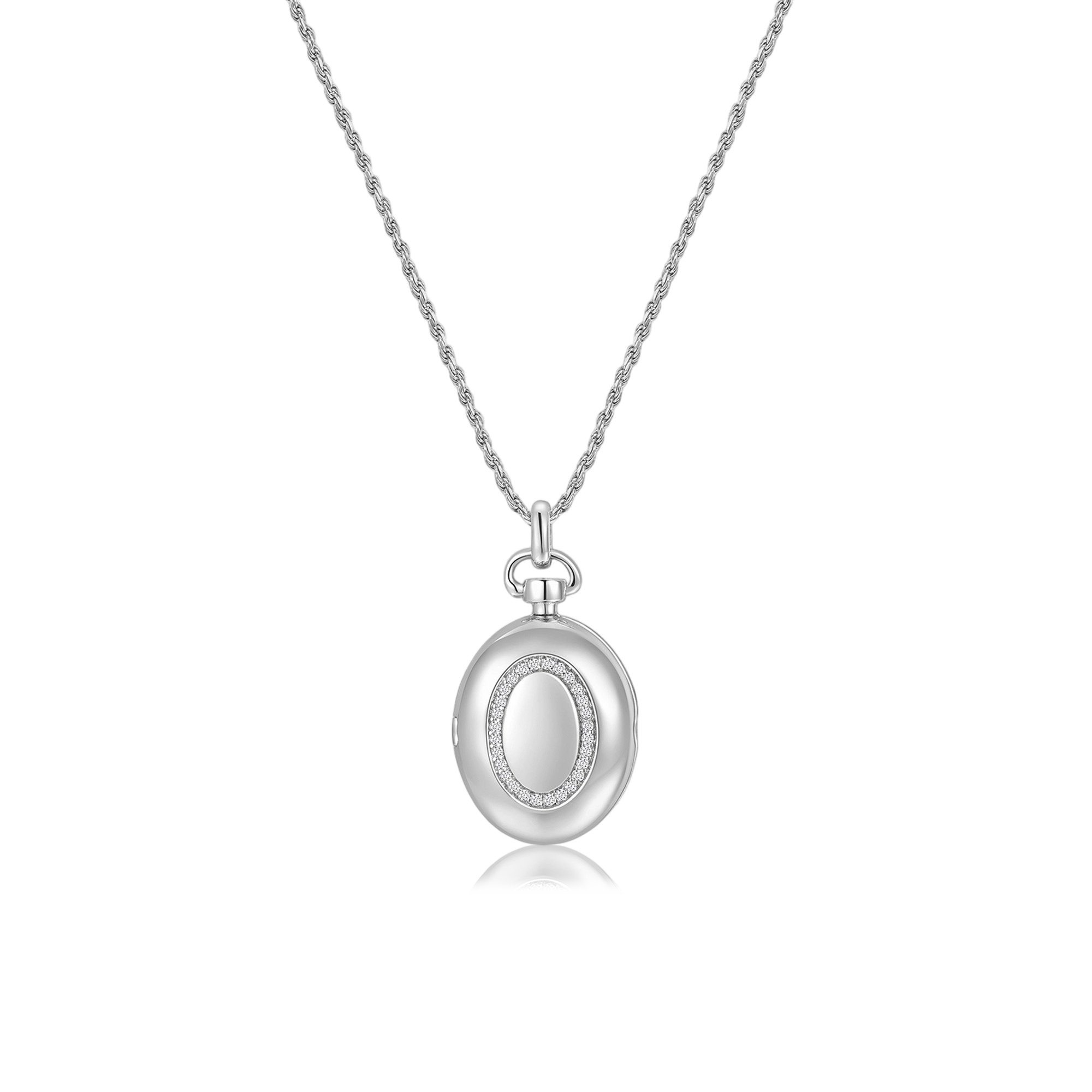 Rhodium Plated Luna Oval Whisper Locket SN011
