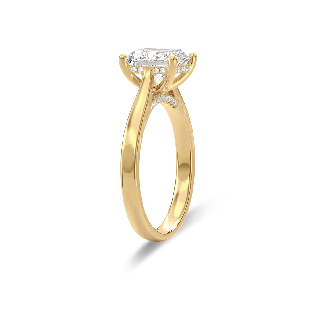 Elara Hidden Halo Salitaire Engagement Ring Radiant•Yellow Gold