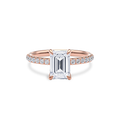 Dia Solitaire Pave Engagement Ring Emerald•Rose Gold
