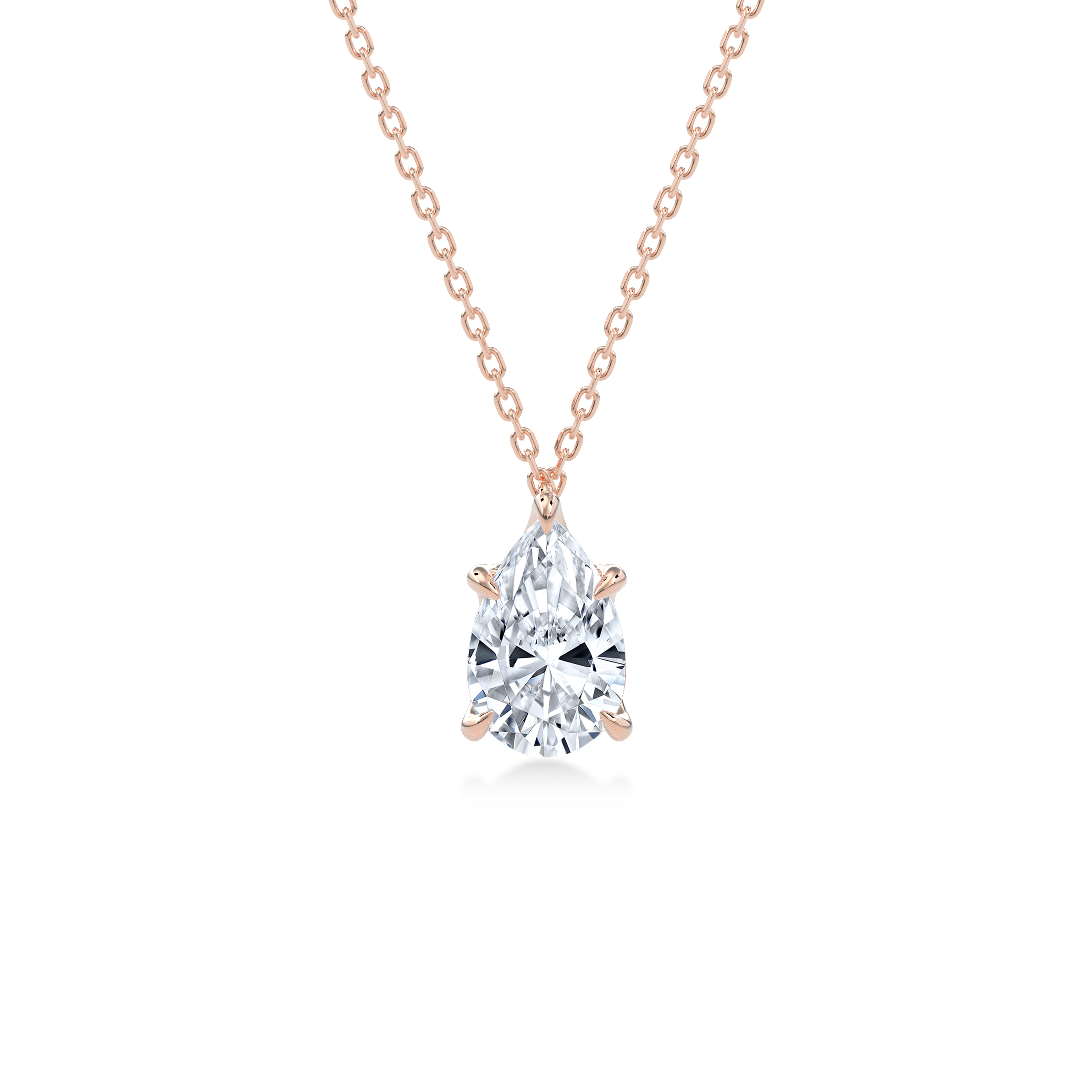 Dia Solitaire Necklace Pear•Rose Gold