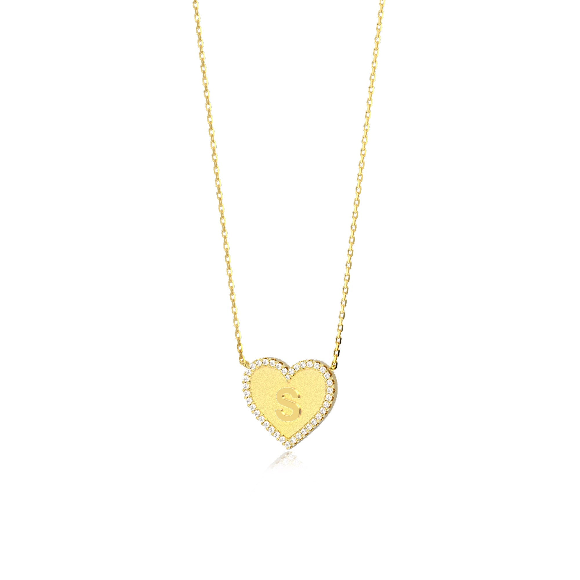 18k Gold Plated Silver Heart Initial Necklace AW24N003G