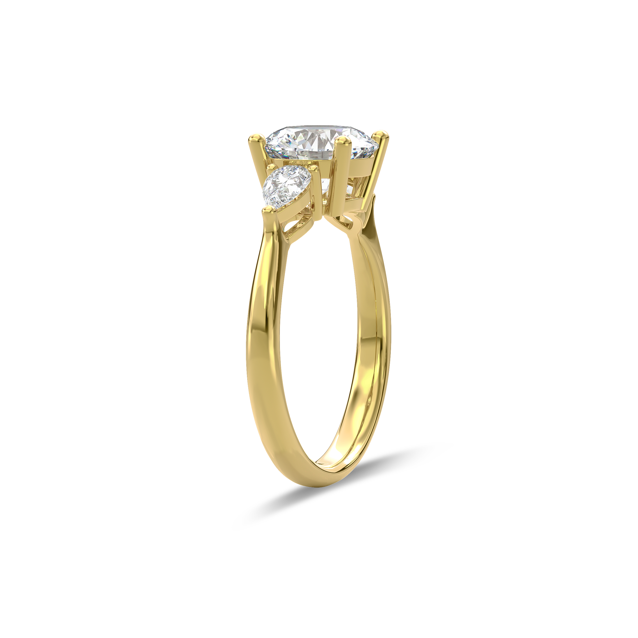 Daphnis Three Stones Engagement Ring Round•Yellow Gold