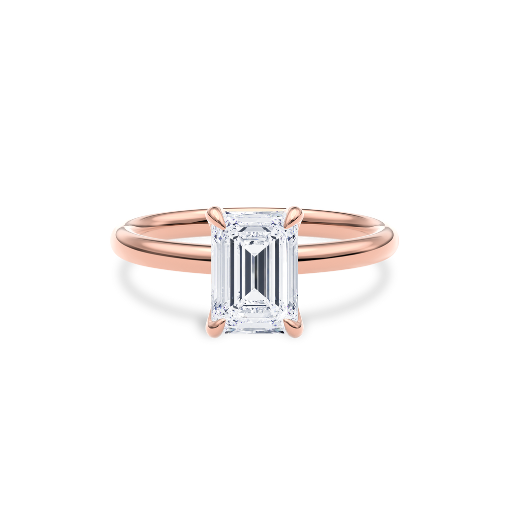 Dia Solitaire Engagement Ring Emerald•Rose Gold