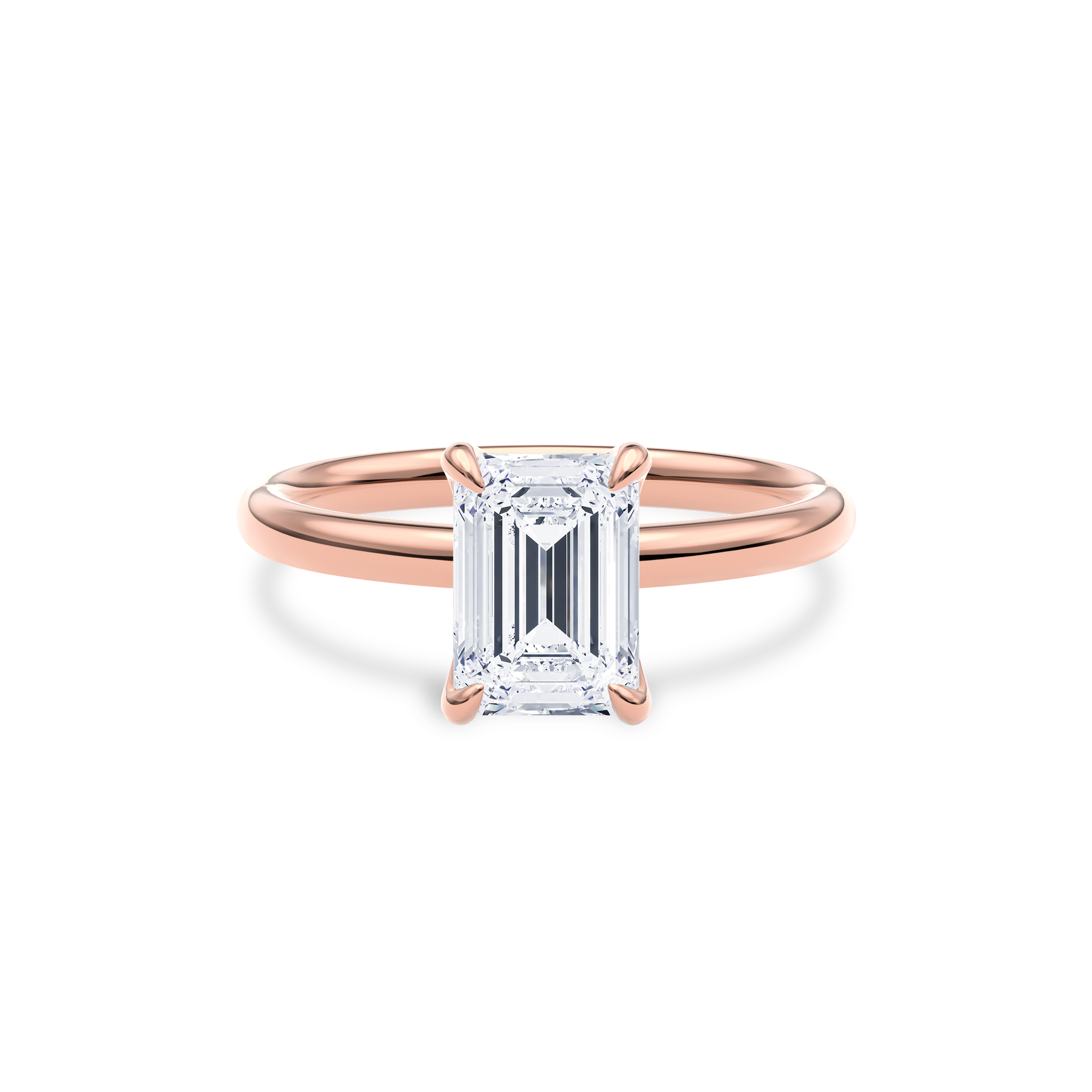 Dia Solitaire Engagement Ring Emerald•Rose Gold