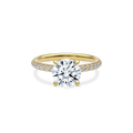 Dia Solitaire Pave Engagement Ring Round•Yellow Gold