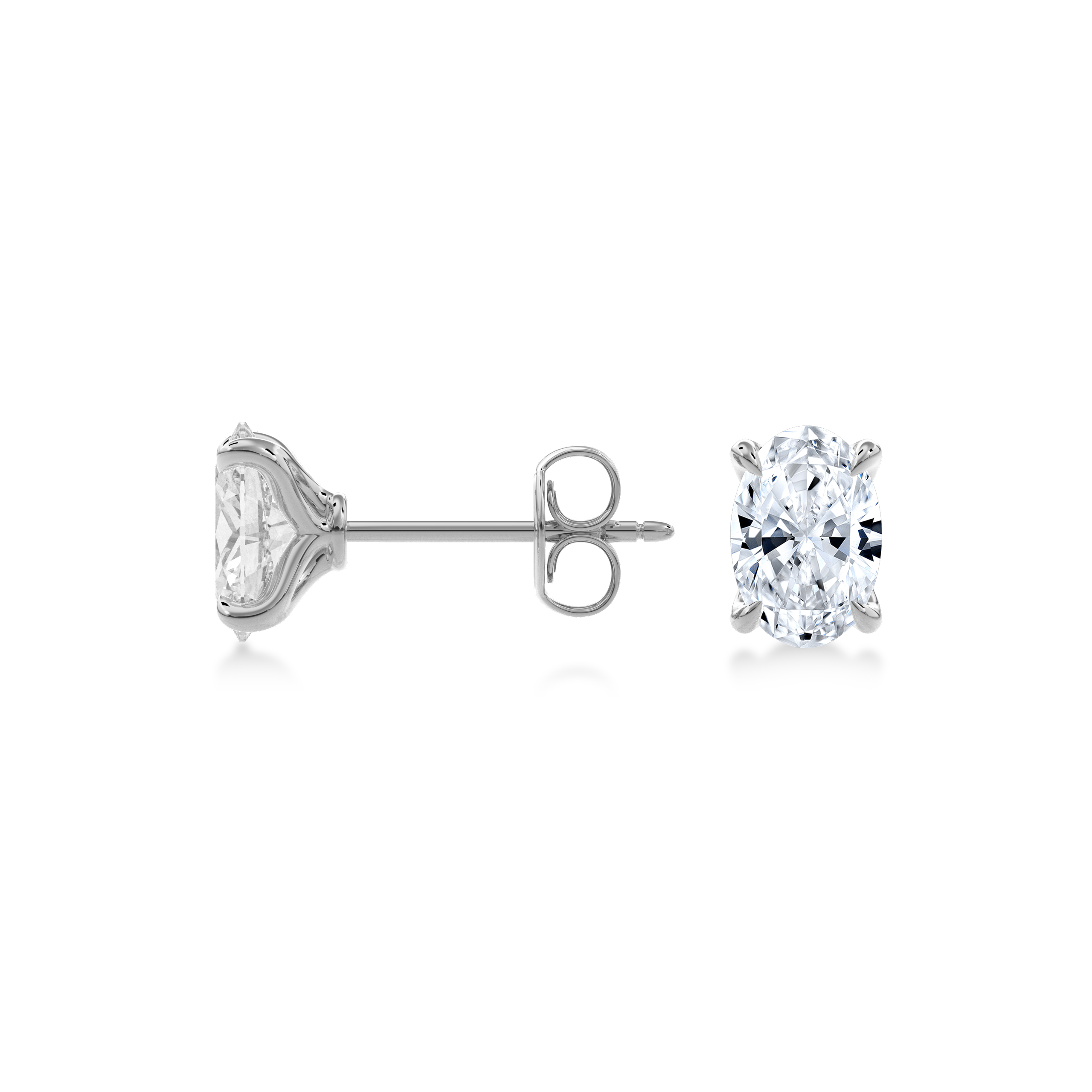Dia Solitaire Single Stud Earring Oval•White Gold