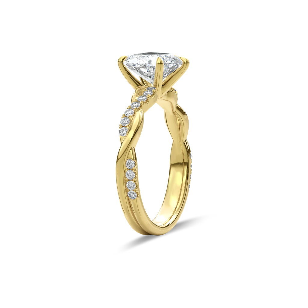 Rhea Twisted Pave Engagement Ring Heart•Yellow Gold