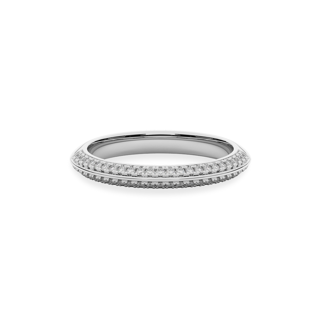 14K White Gold Classic Stone-set  Wedding Band