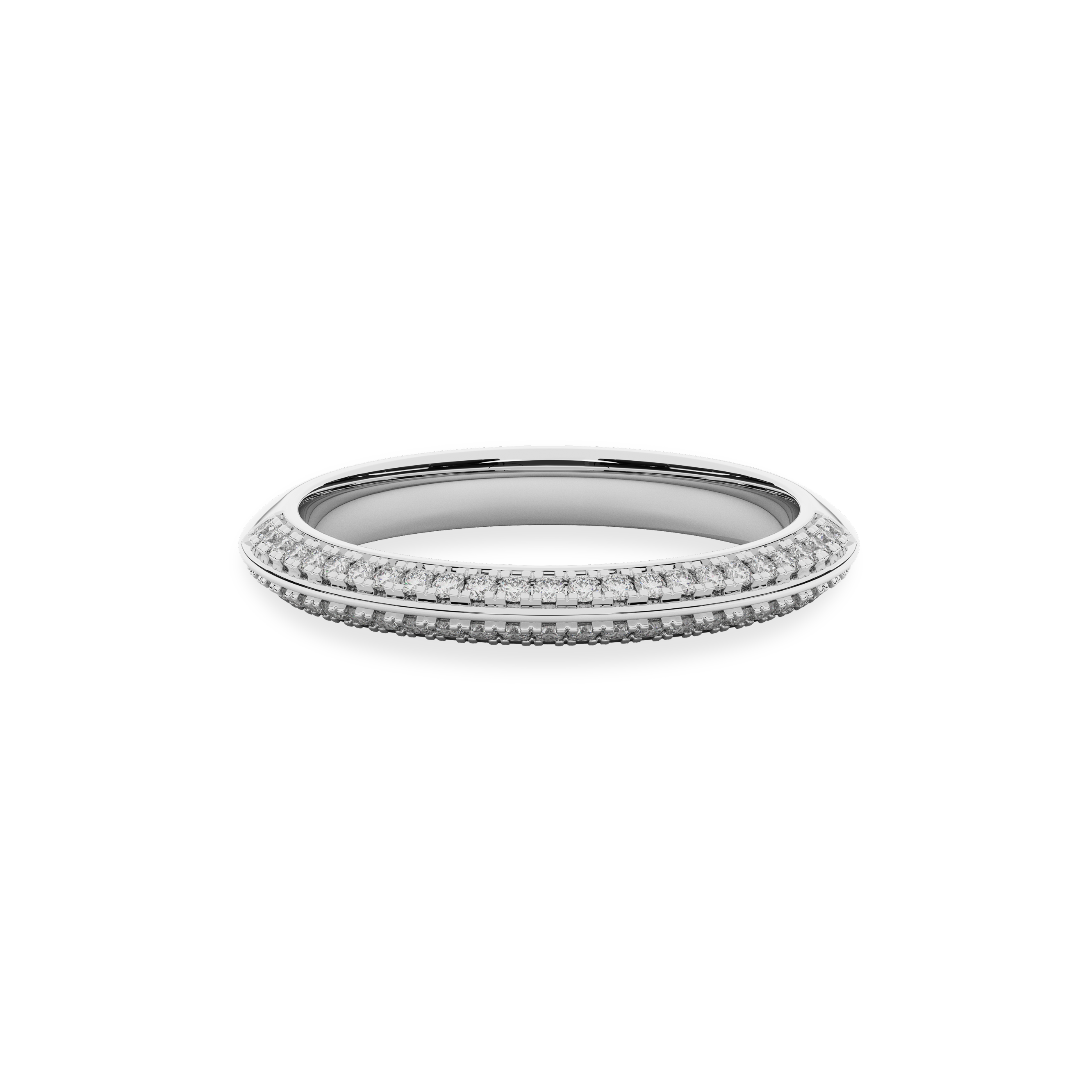14K White Gold Classic Stone-set  Wedding Band