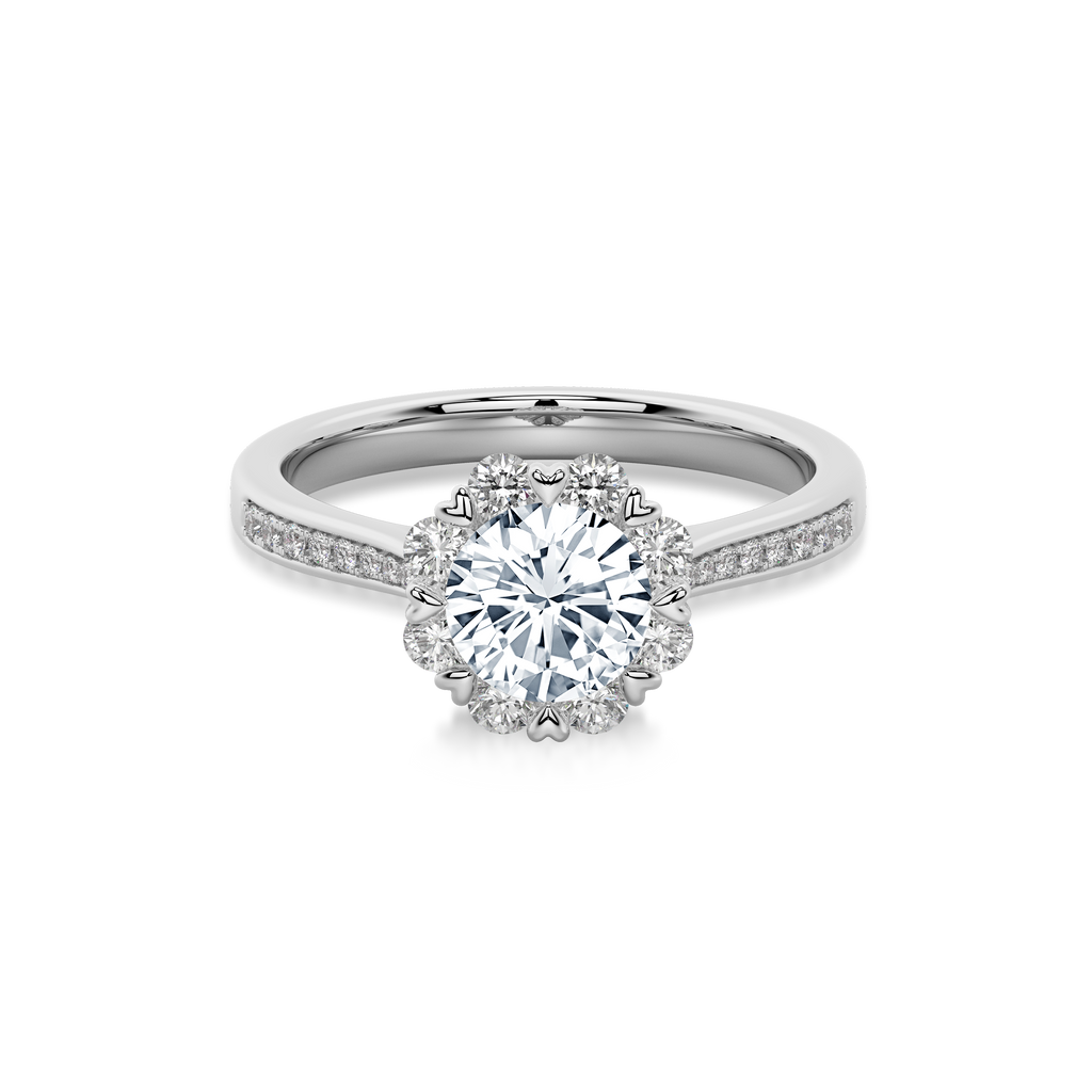 Bouquet Pave Ring Round White Gold