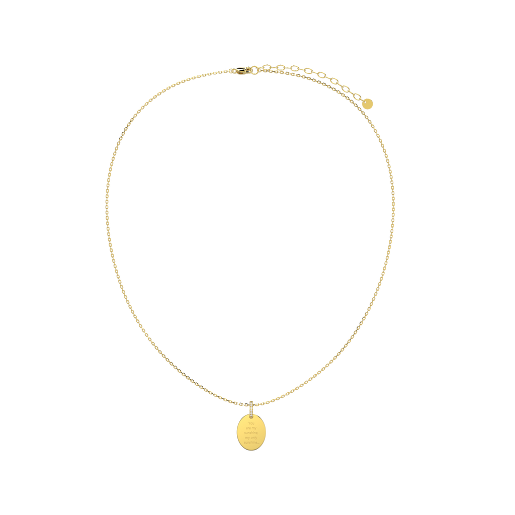 18K Gold Plated Silver Oval Engravable Necklace SS25N001O
