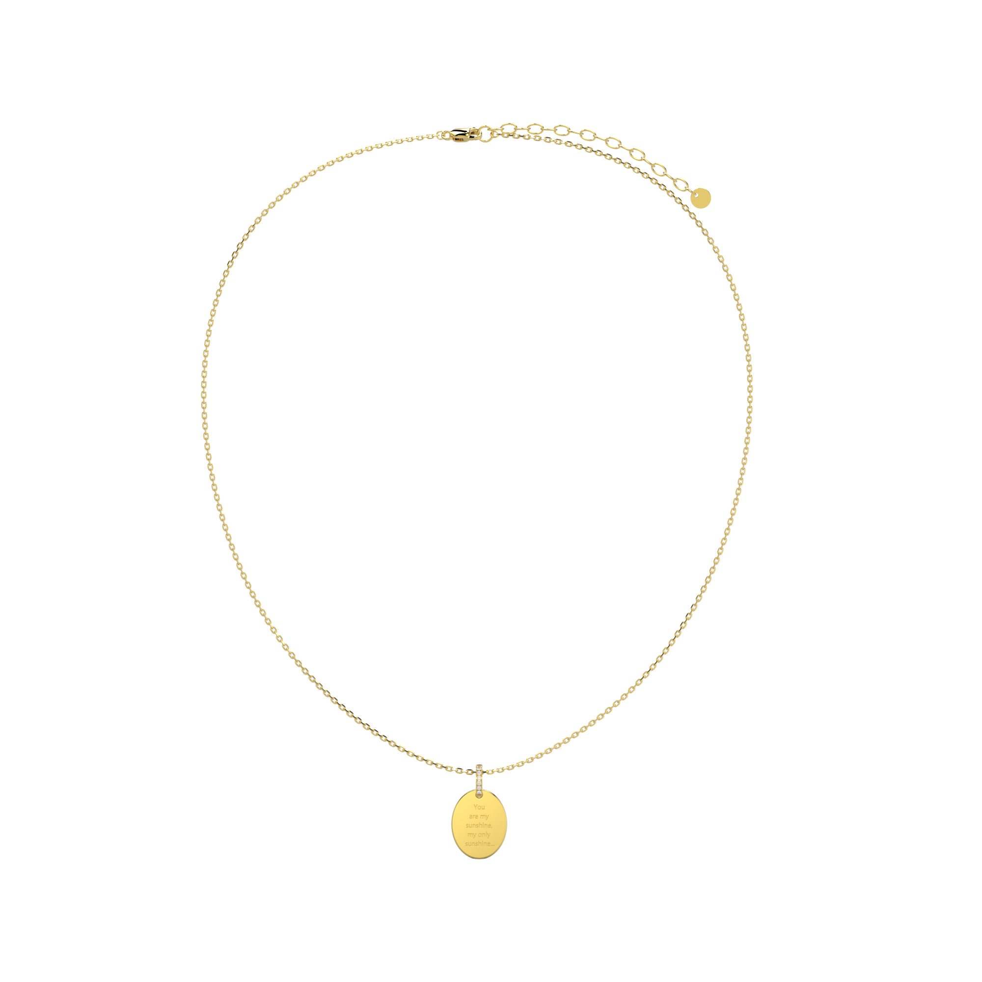 18K Gold Plated Silver Oval Engravable Necklace SS25N001O