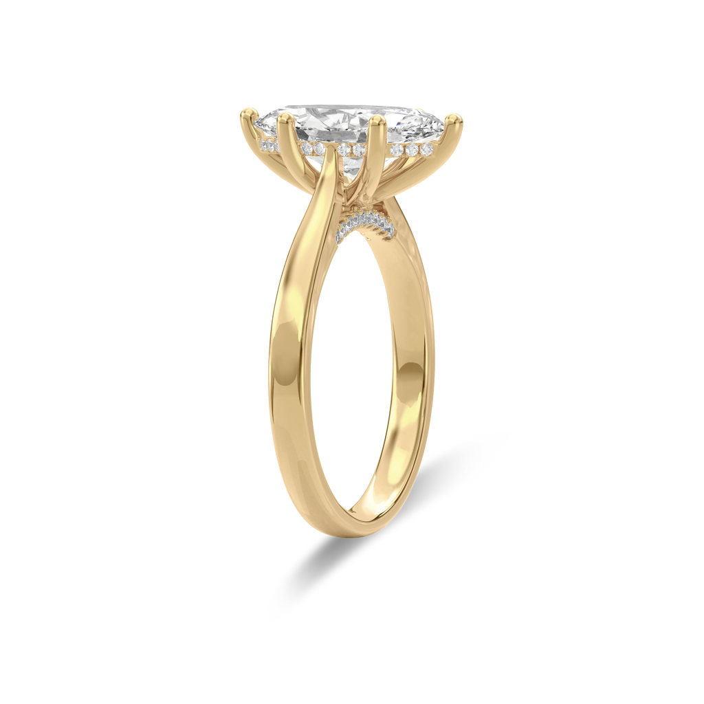 Elara Hidden Halo Salitaire Engagement Ring Marquise•Yellow Gold
