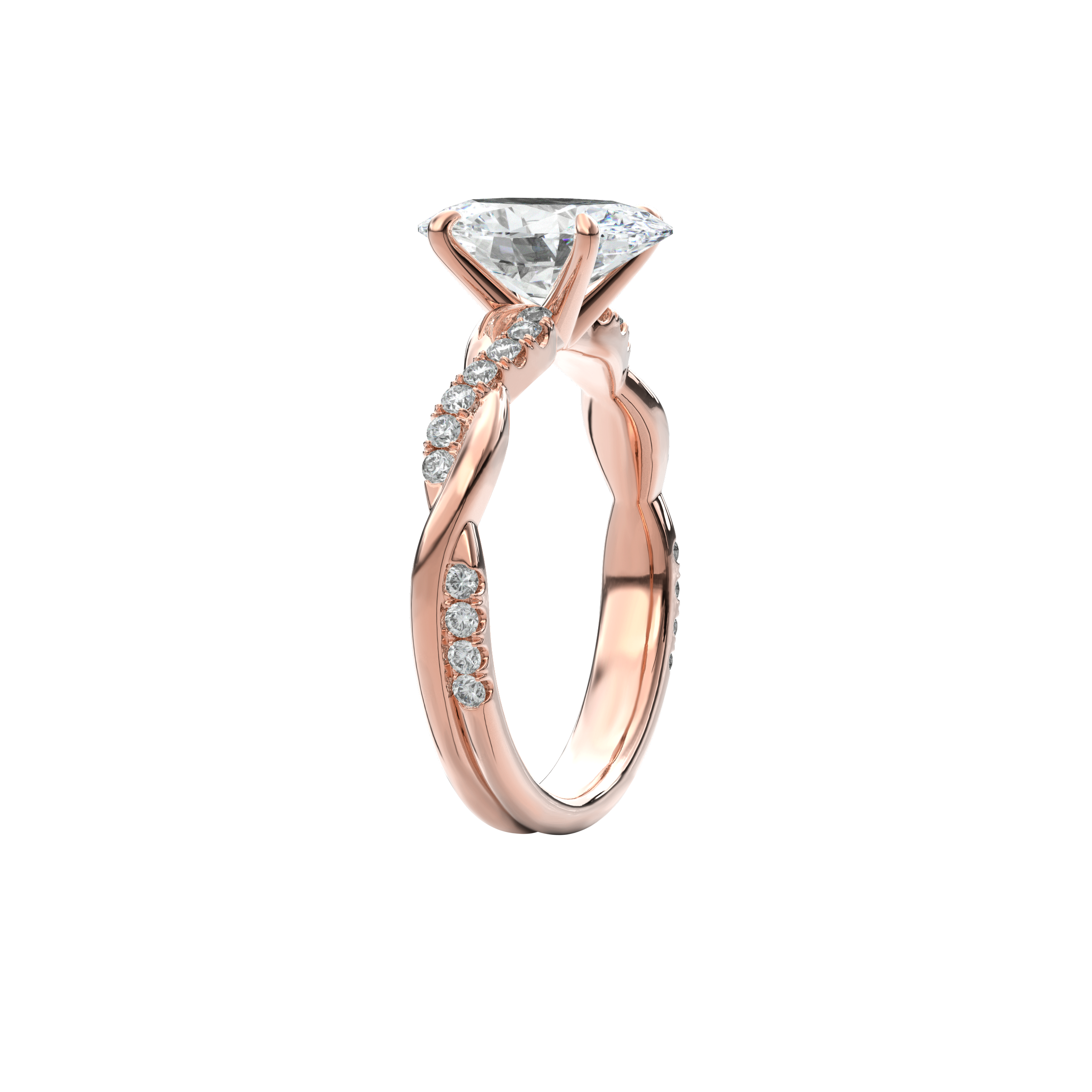 Rhea Twisted Pave Engagement Ring Oval•Rose Gold