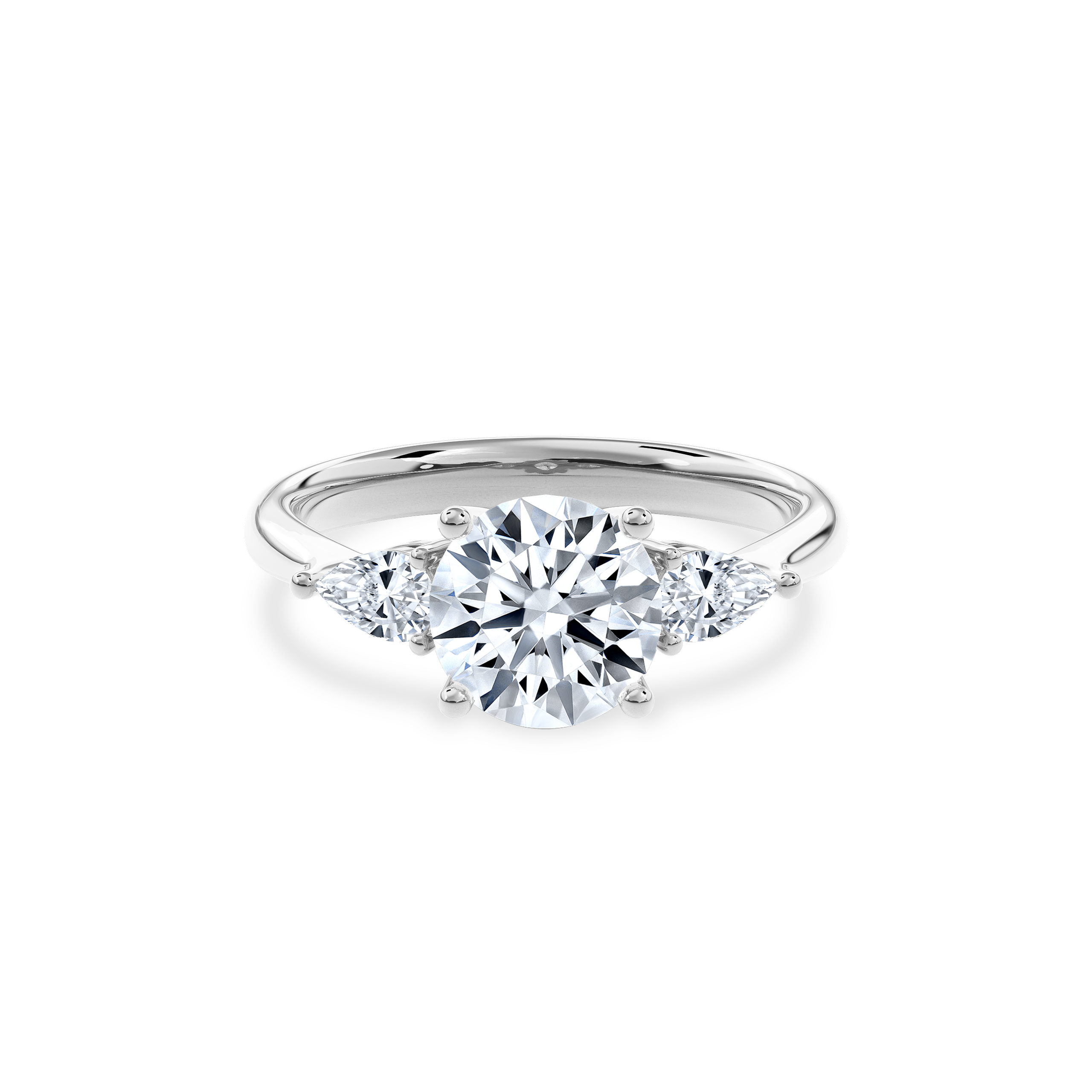 Daphnis Three Stones Engagement Ring Round•White Gold