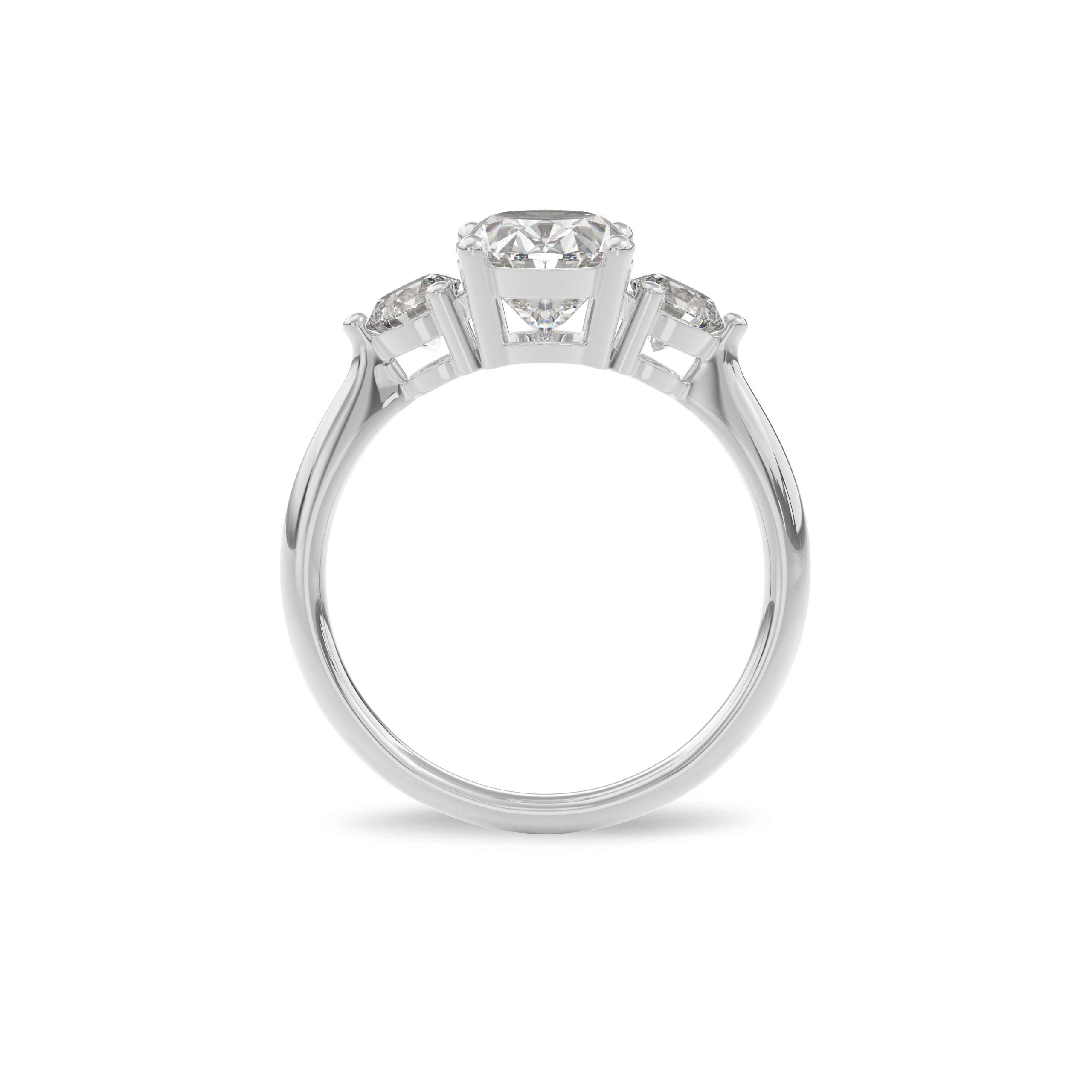 Daphnis Three Stones Engagement Ring Oval•White Gold