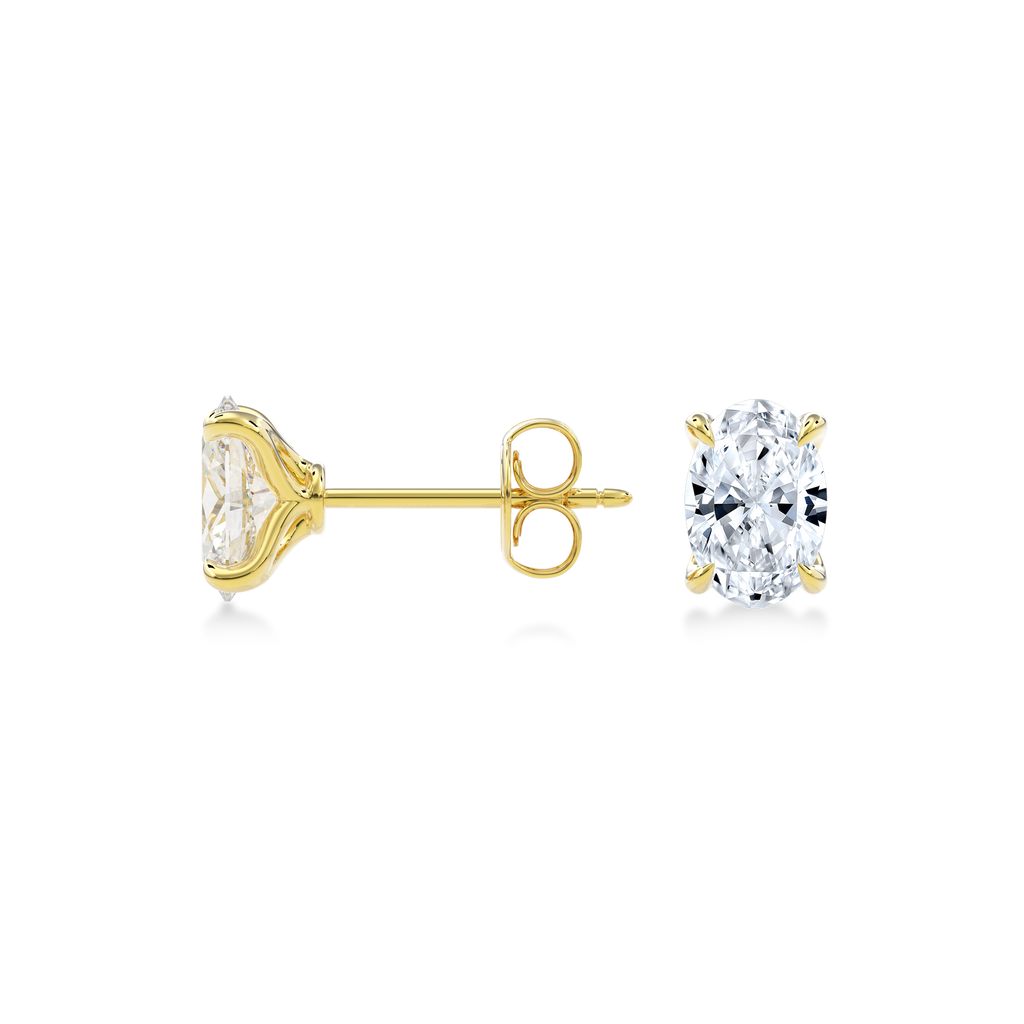 Dia Solitaire Single Stud Earring Oval•Yellow Gold