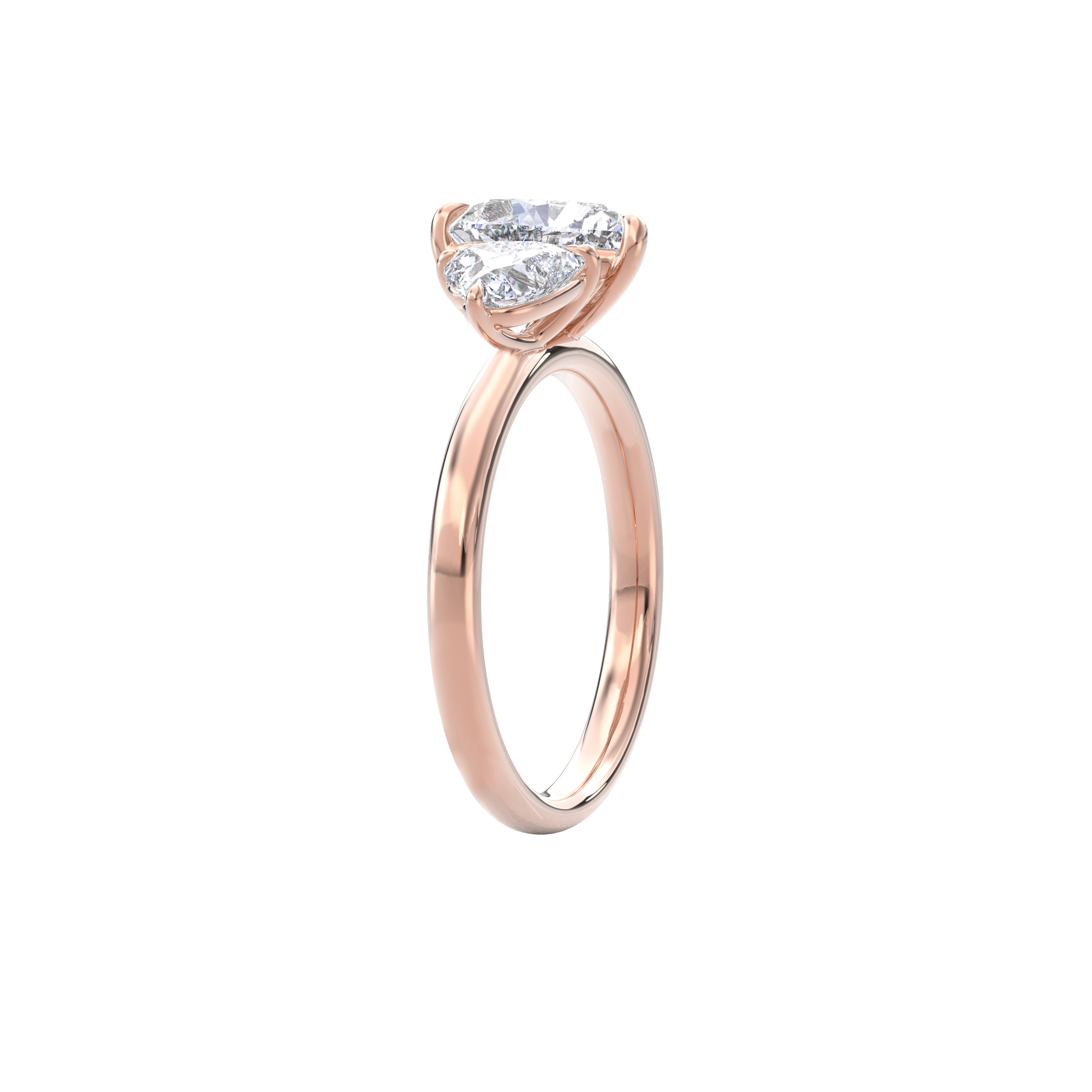 Callisto Two Stones Engagement Ring Heart•Rose Gold
