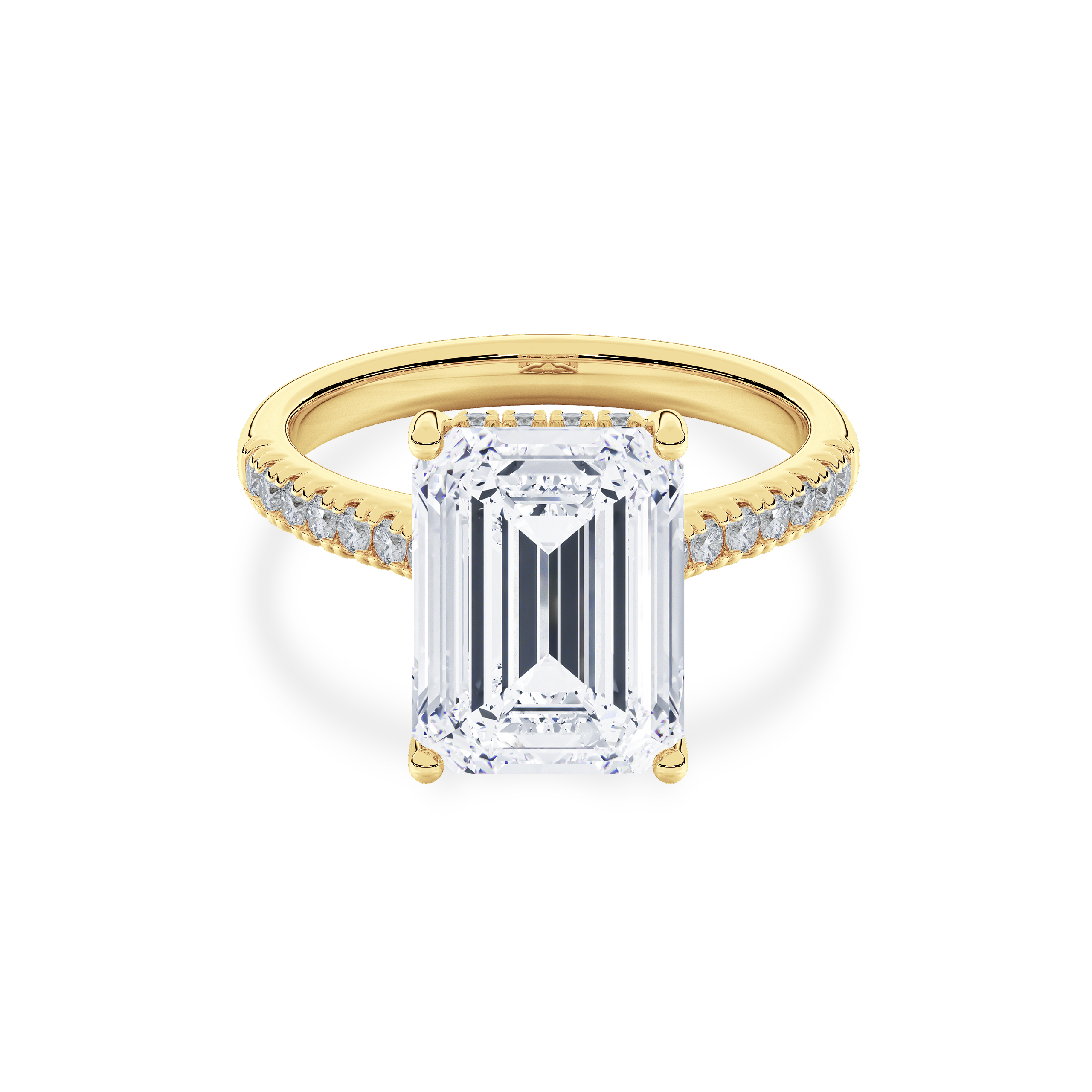 Hidden Halo II Emerald  Lab Grown Diamond Ring in 14K Gold