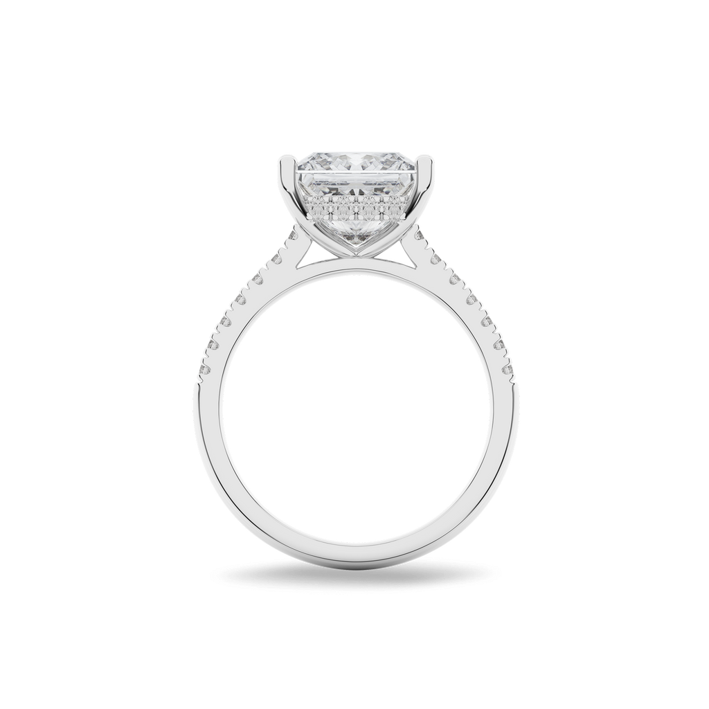 Hidden Halo II Princess Lab Grown Diamond Ring in 14K White Gold
