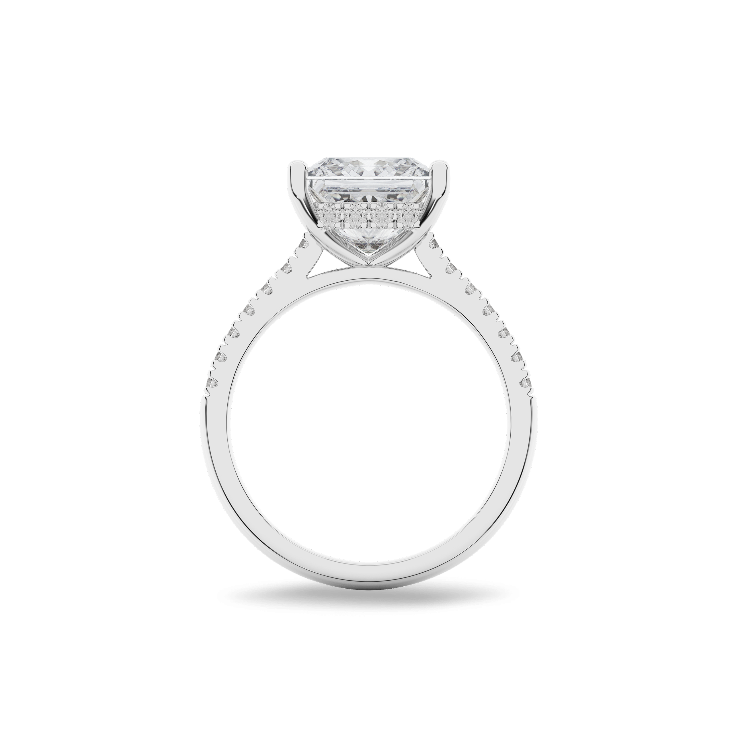 Hidden Halo II Princess Lab Grown Diamond Ring in 14K White Gold