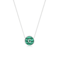 Rhodium Plated Silver Malachite Initial Necklace SS25N002R
