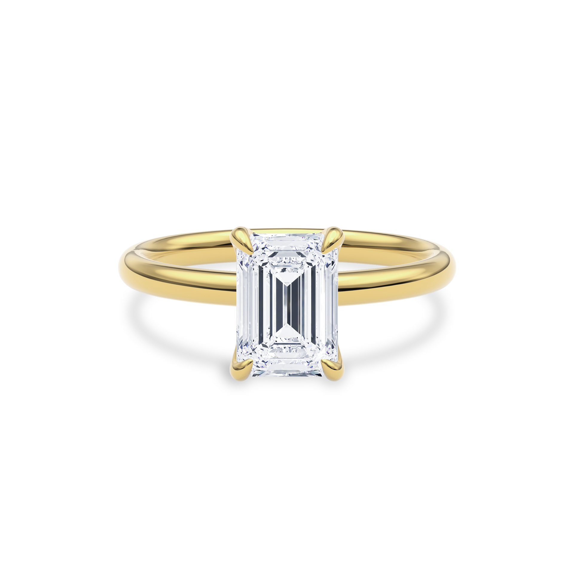 Dia Solitaire Engagement Ring Emerald•Yellow Gold